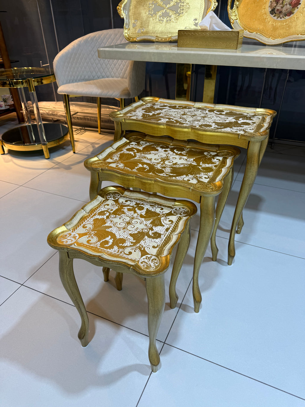 L&M Italian Wooden Tris Table Set