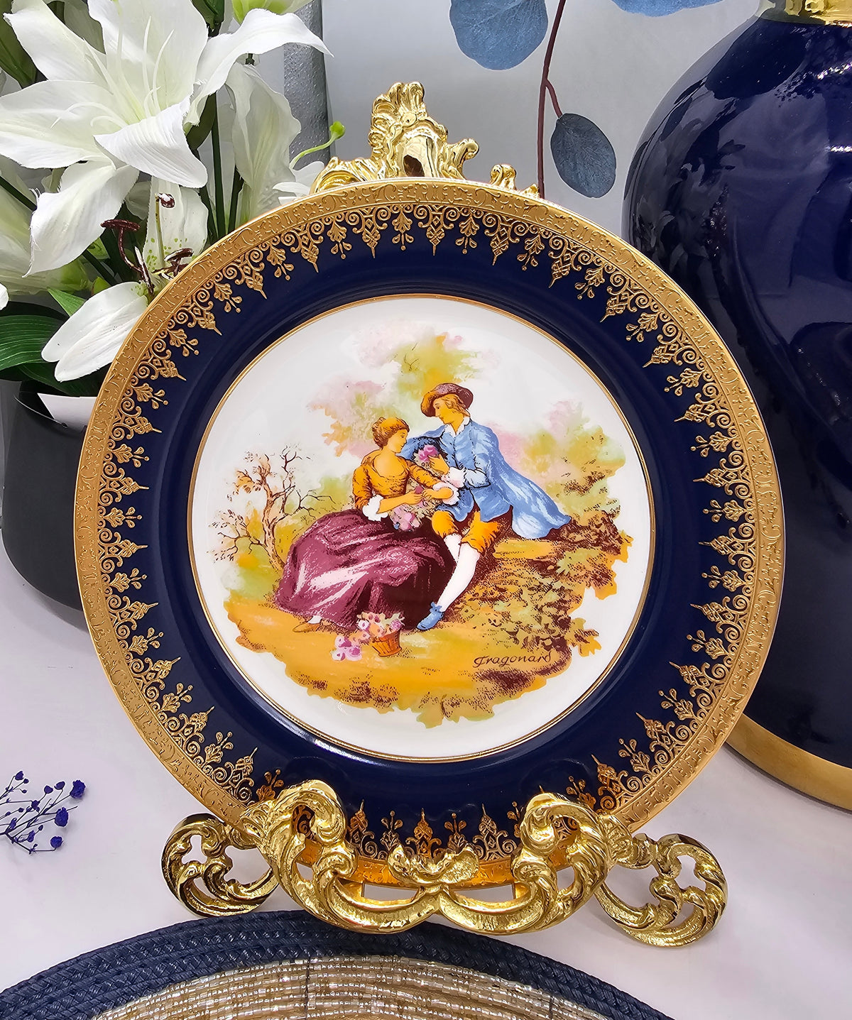 Limoges Cake Set (1 Large Plate & 6 Serving Plates)