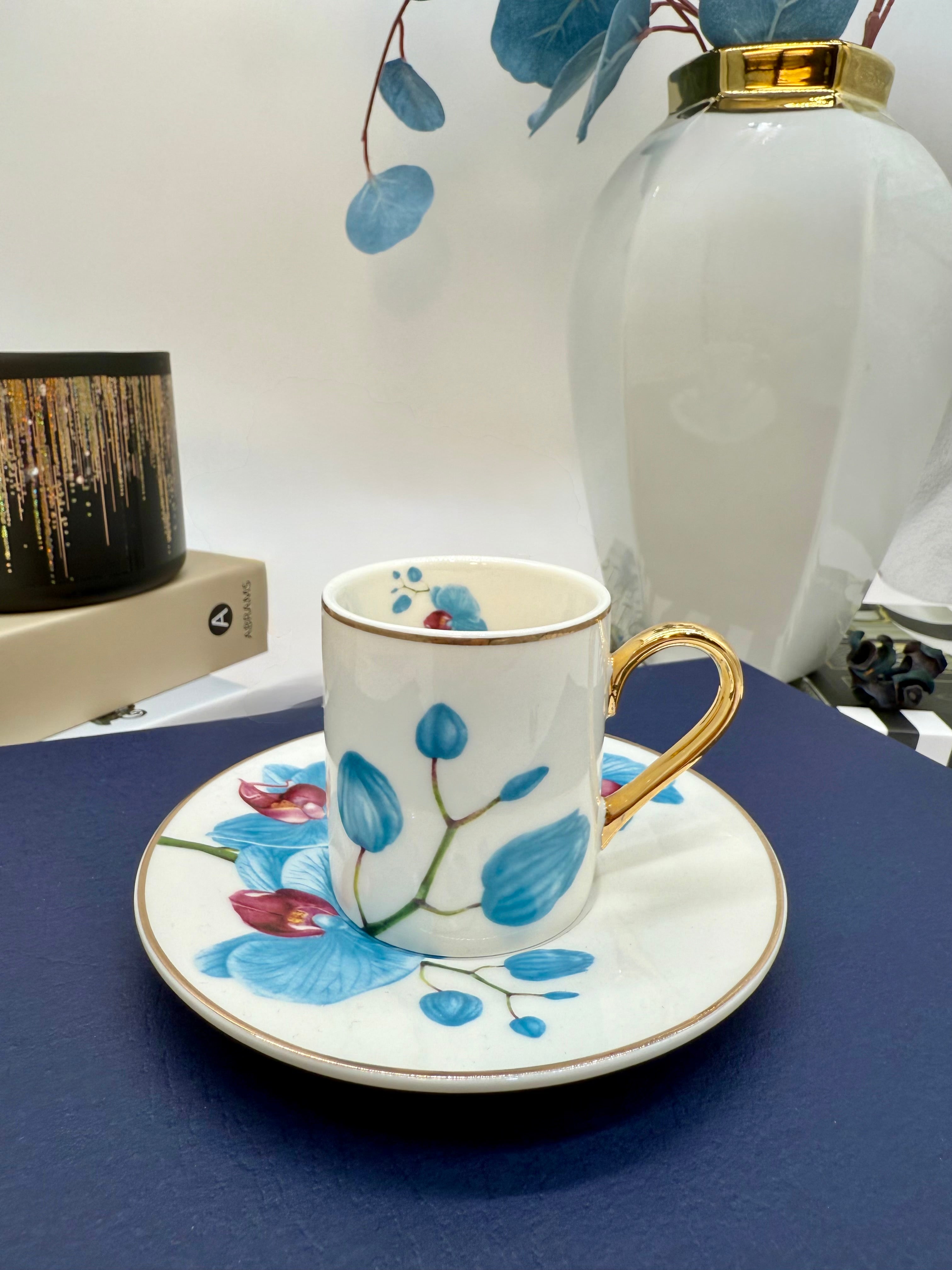 Limoges Blue Flower Coffee Set (6 Pieces)
