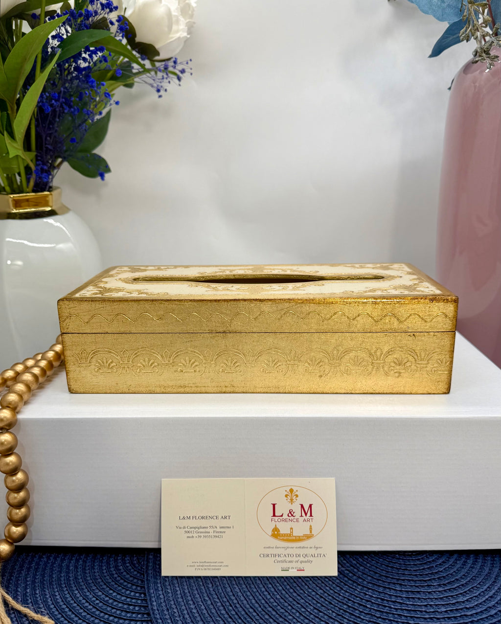 L&M Italian Wooden Bin & Tissue Box