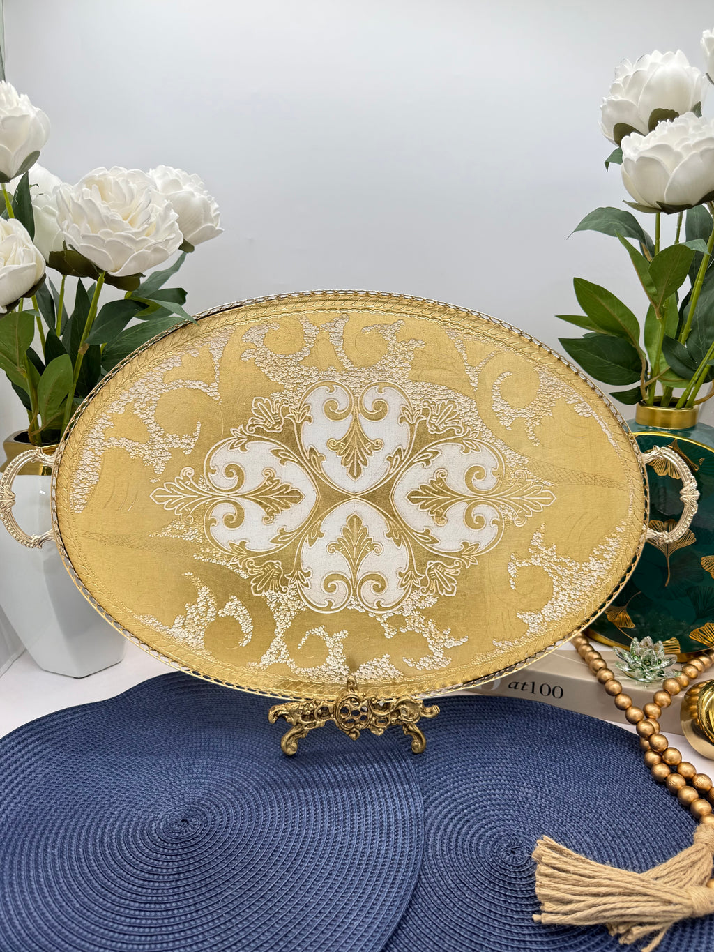 L&M Italian Wooden & Metal Tray