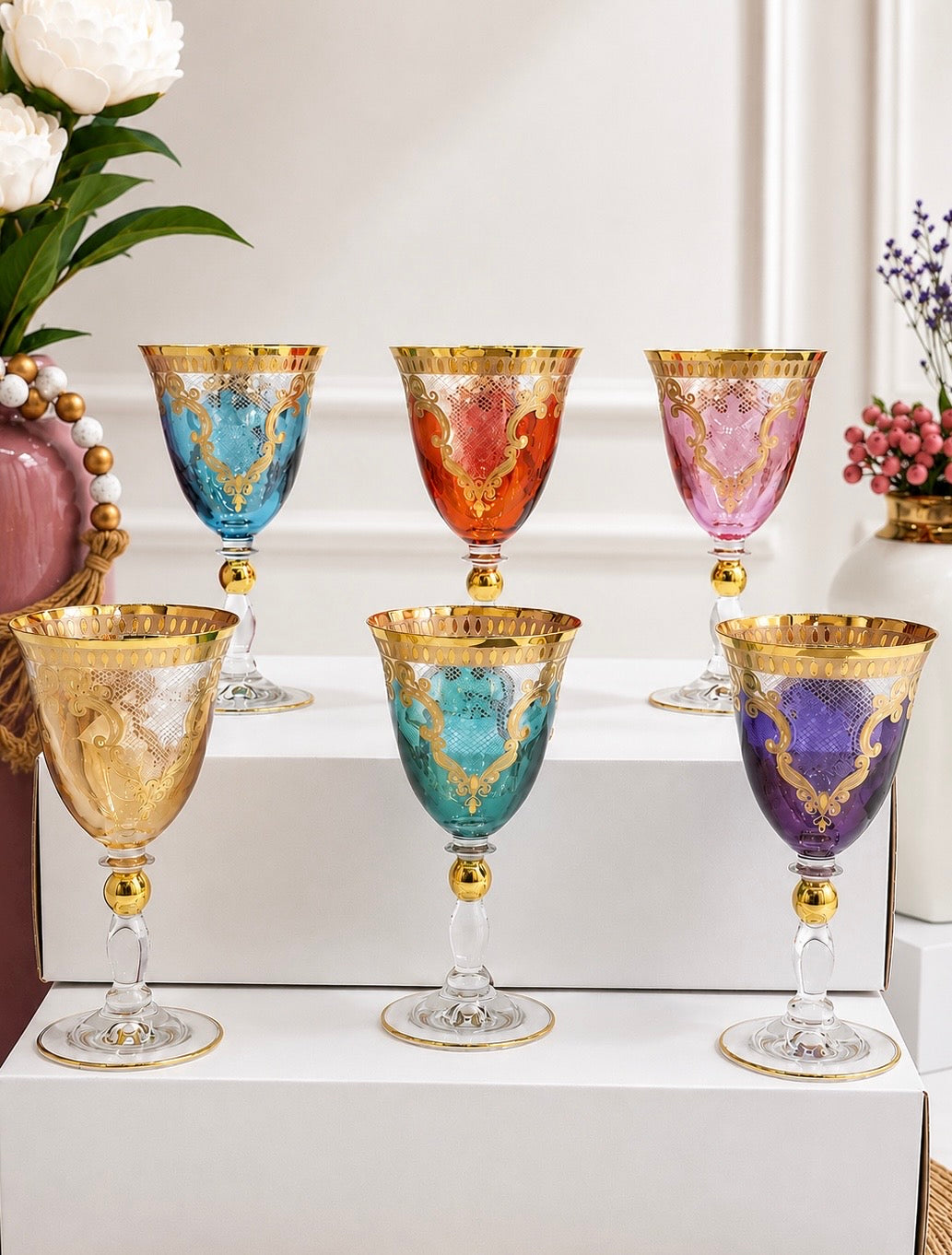Combi Multicolor Glass Cups (6 Pieces)