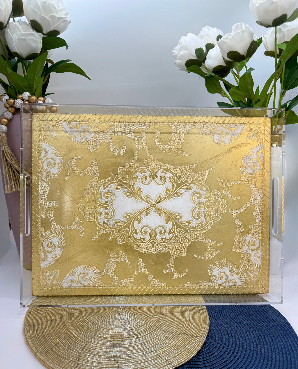 L&M Italian Wooden & Plexi Tray