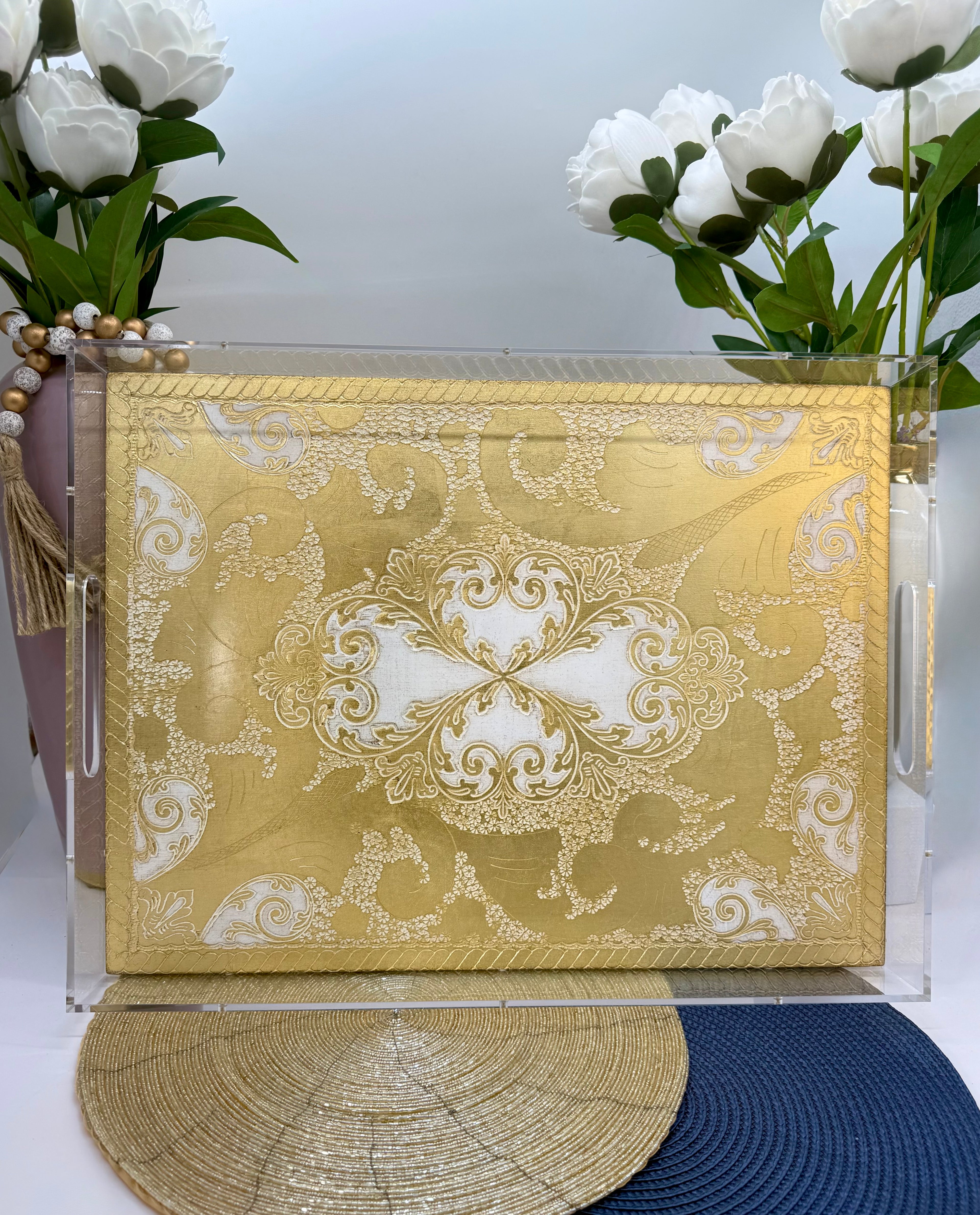 L&M Italian Wooden & Plexi Tray