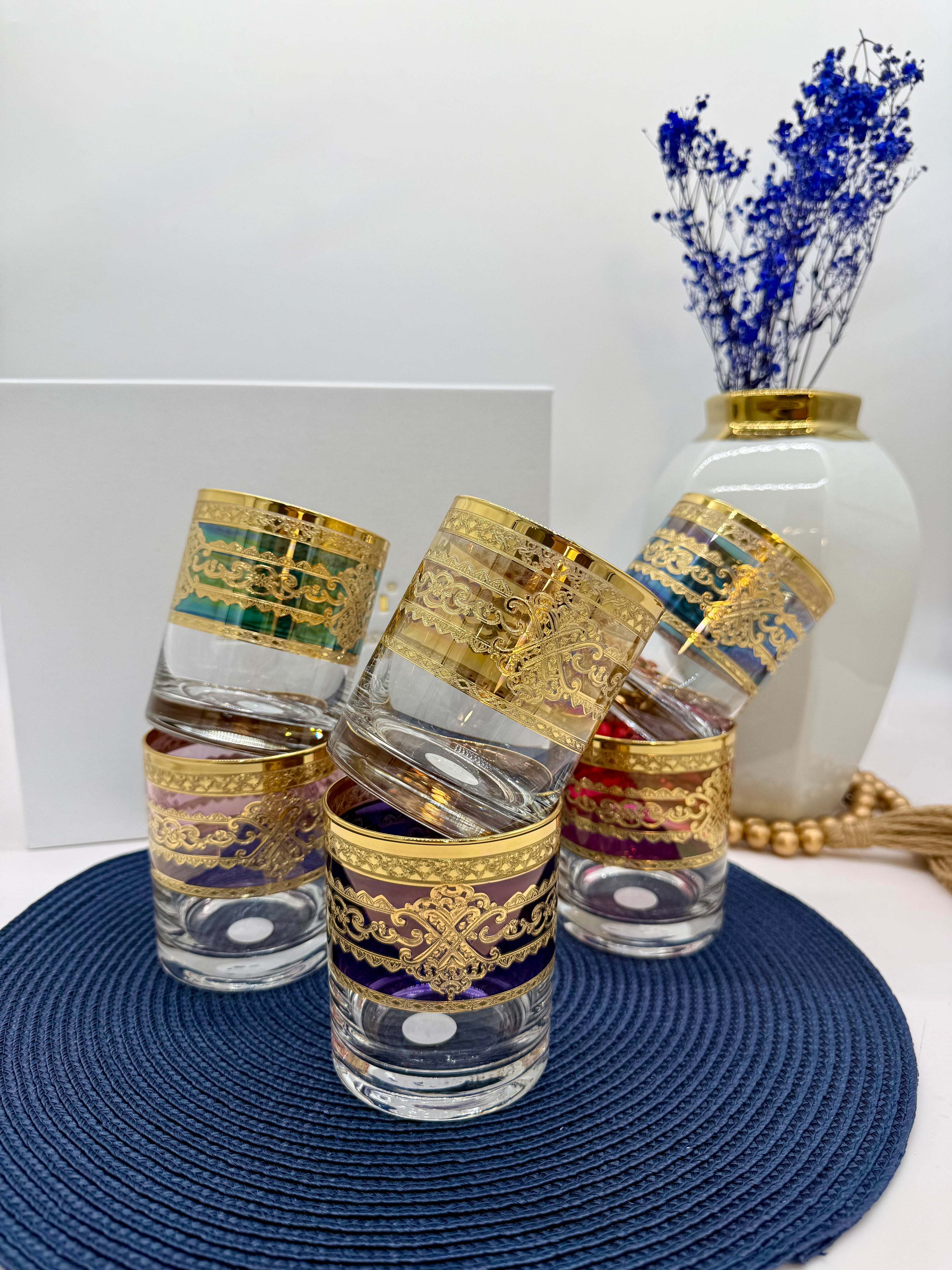 Combi Multicolor Short Glass Cups (6 Pieces)