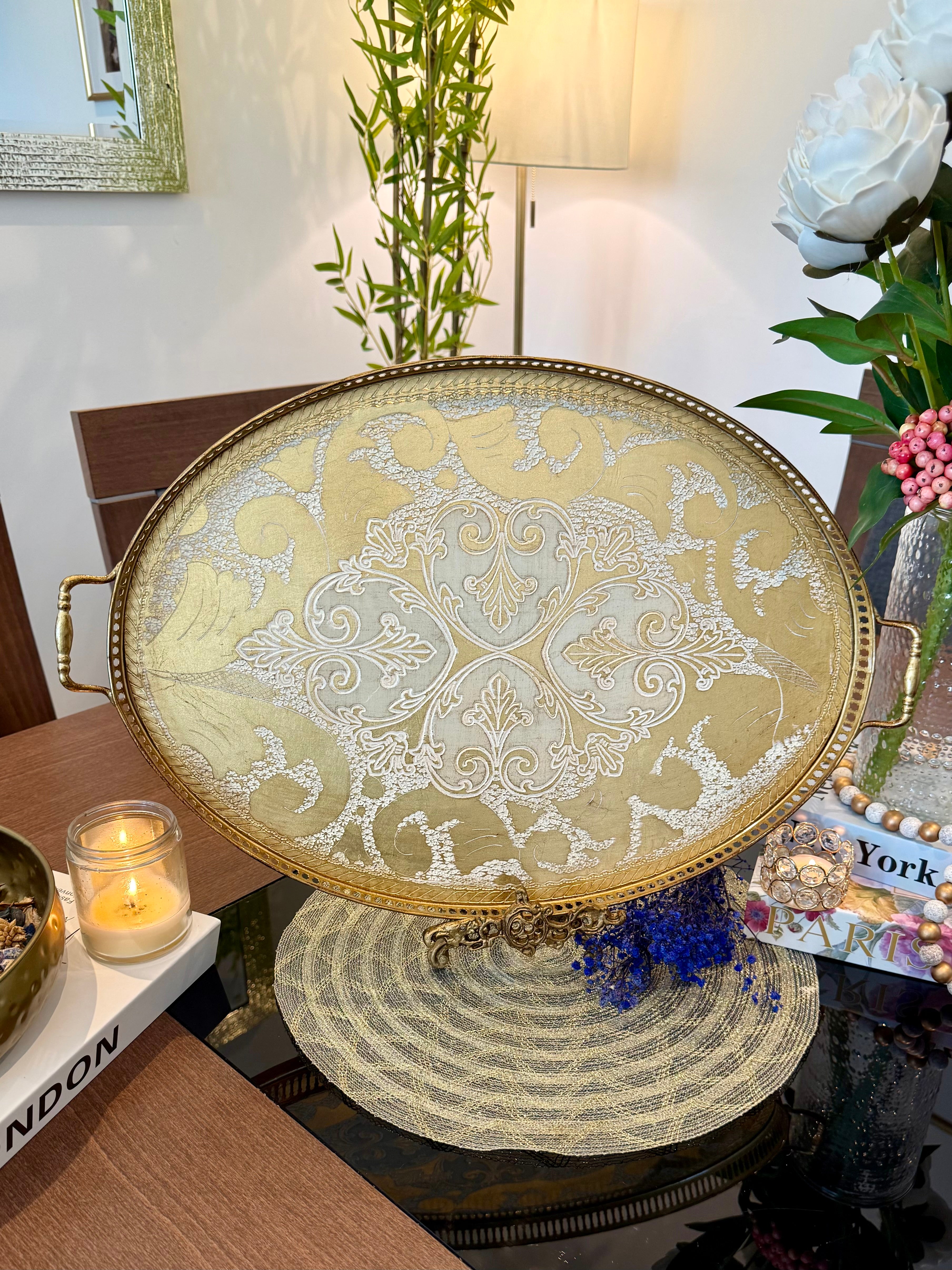 L&M Italian Wooden & Metal Tray