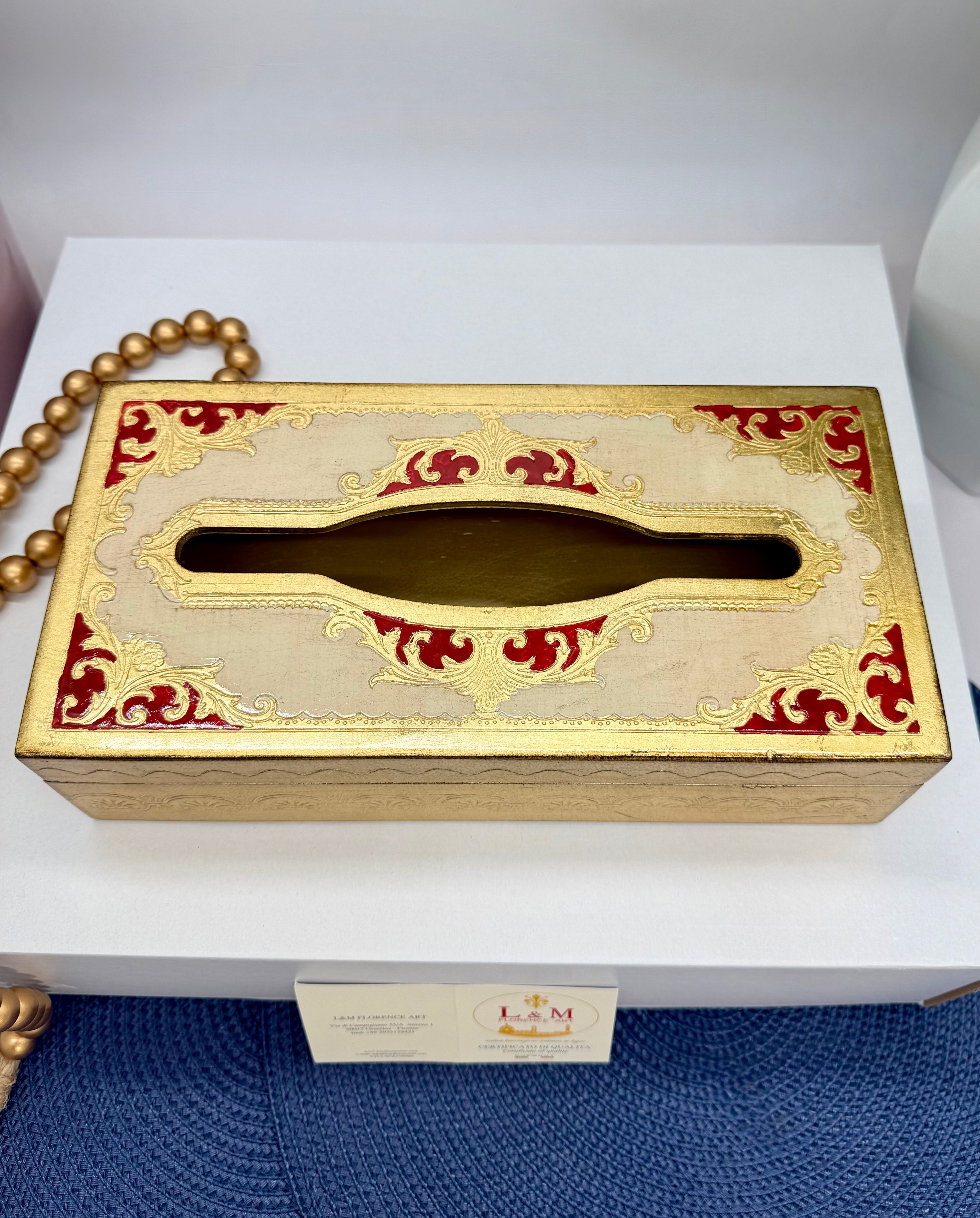 L&M Italian Wooden Bin & Tissue Box