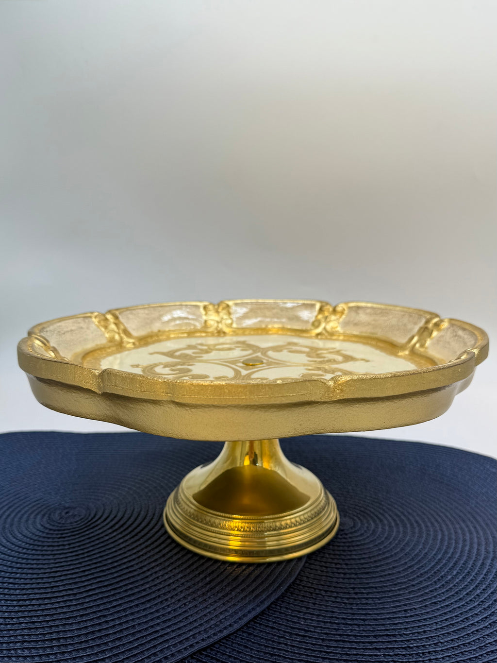 L&M Italian Wooden Tray with Metal Stand