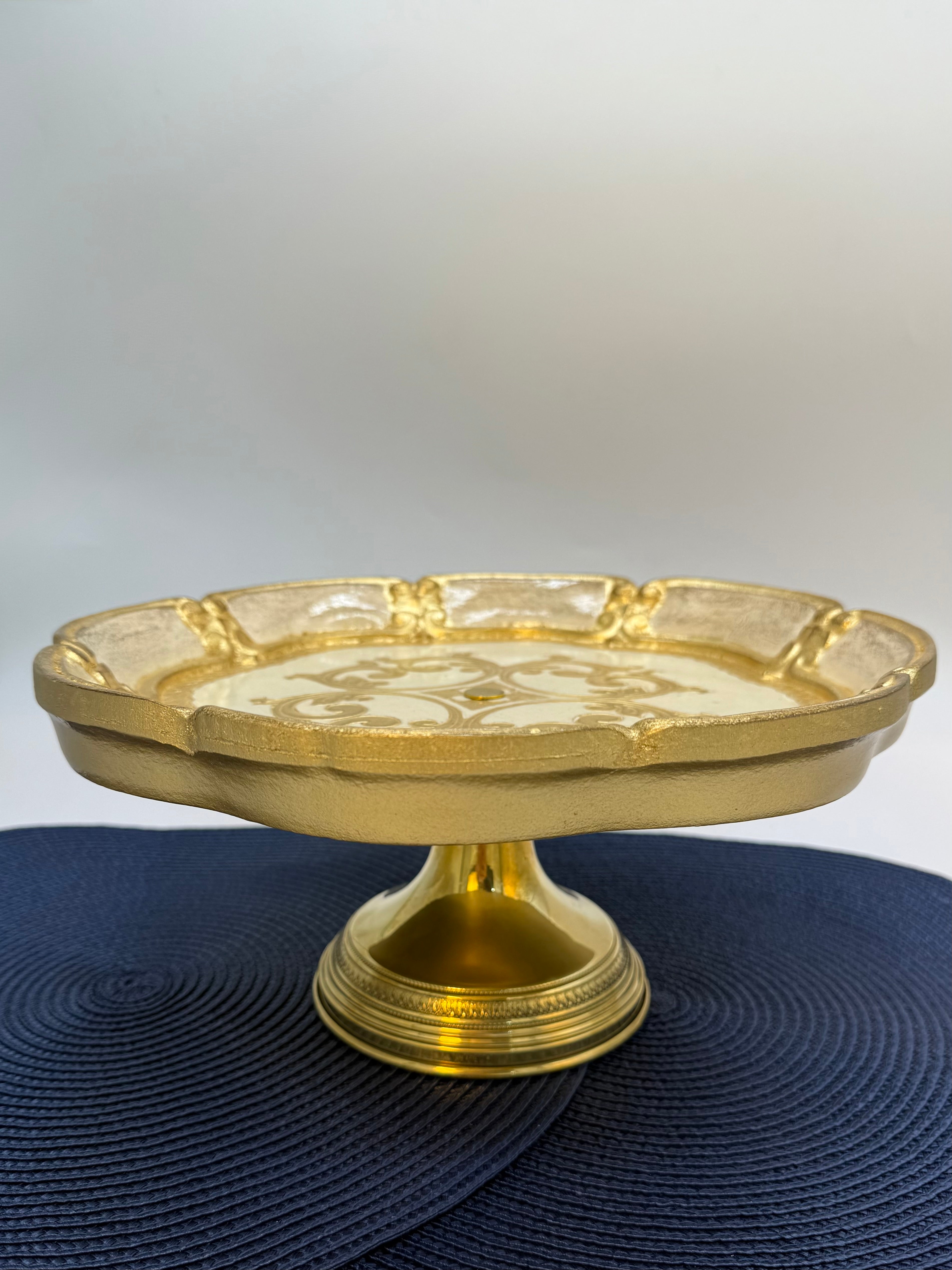 L&M Italian Wooden Tray with Metal Stand
