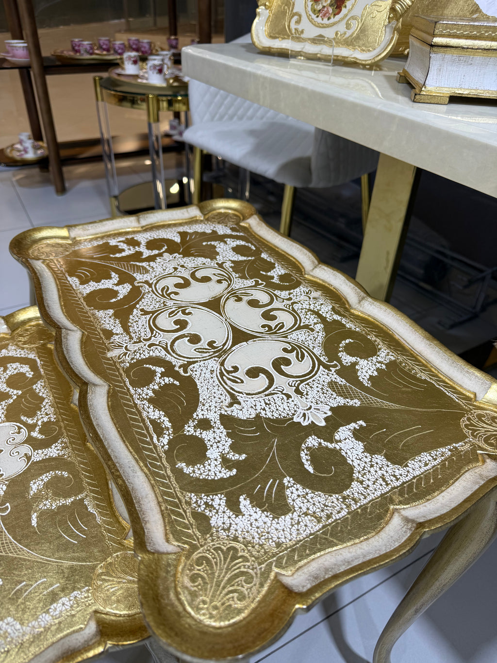 L&M Italian Wooden Tris Table Set