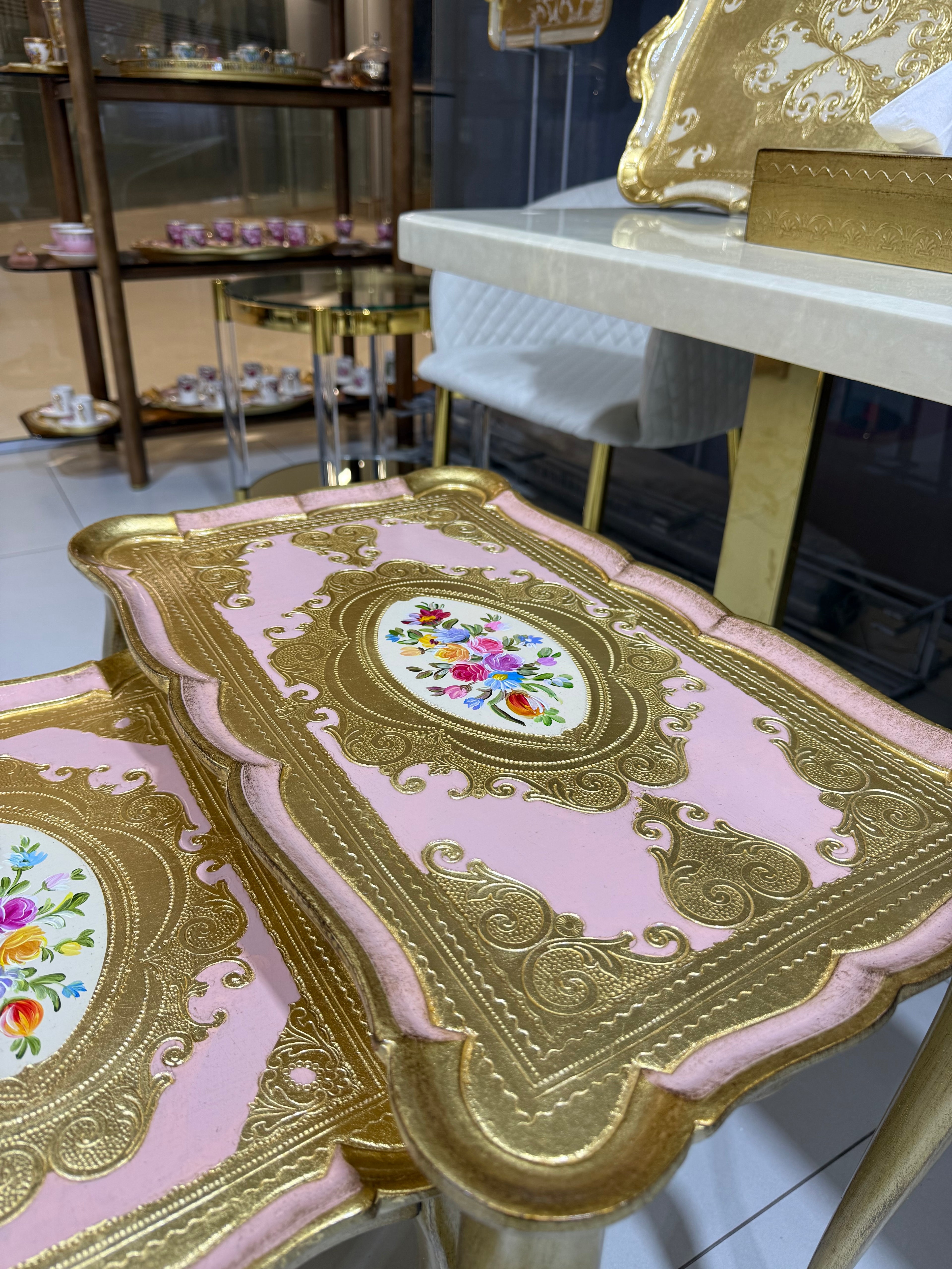 طقم طاولات خشبية ثلاثية L&M الإيطالية