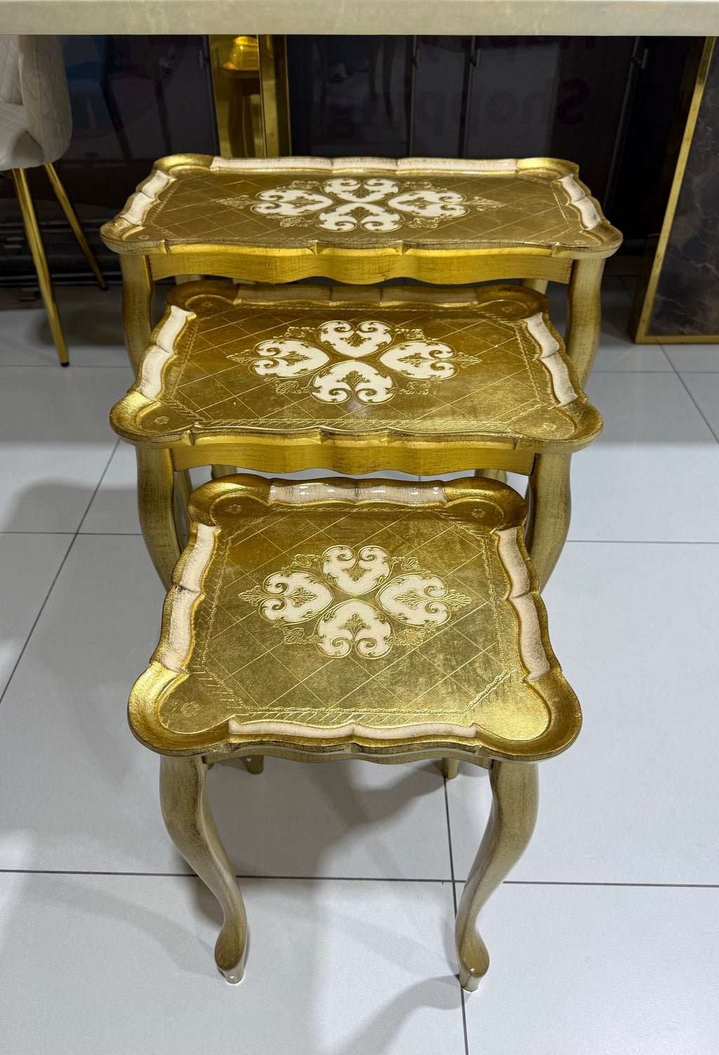 طقم طاولة تريس خشبية إيطالية L&M