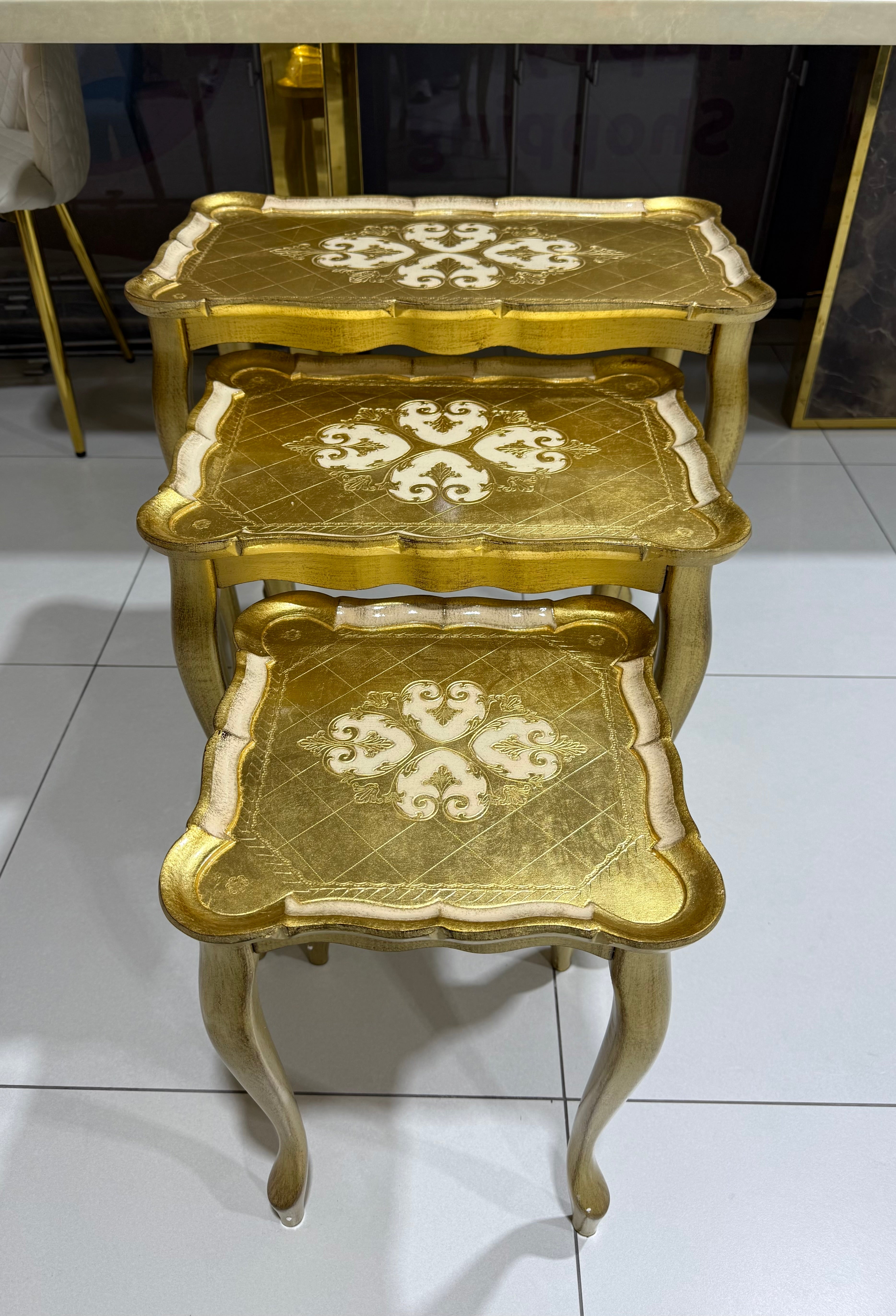 طقم طاولة تريس خشبية إيطالية L&M