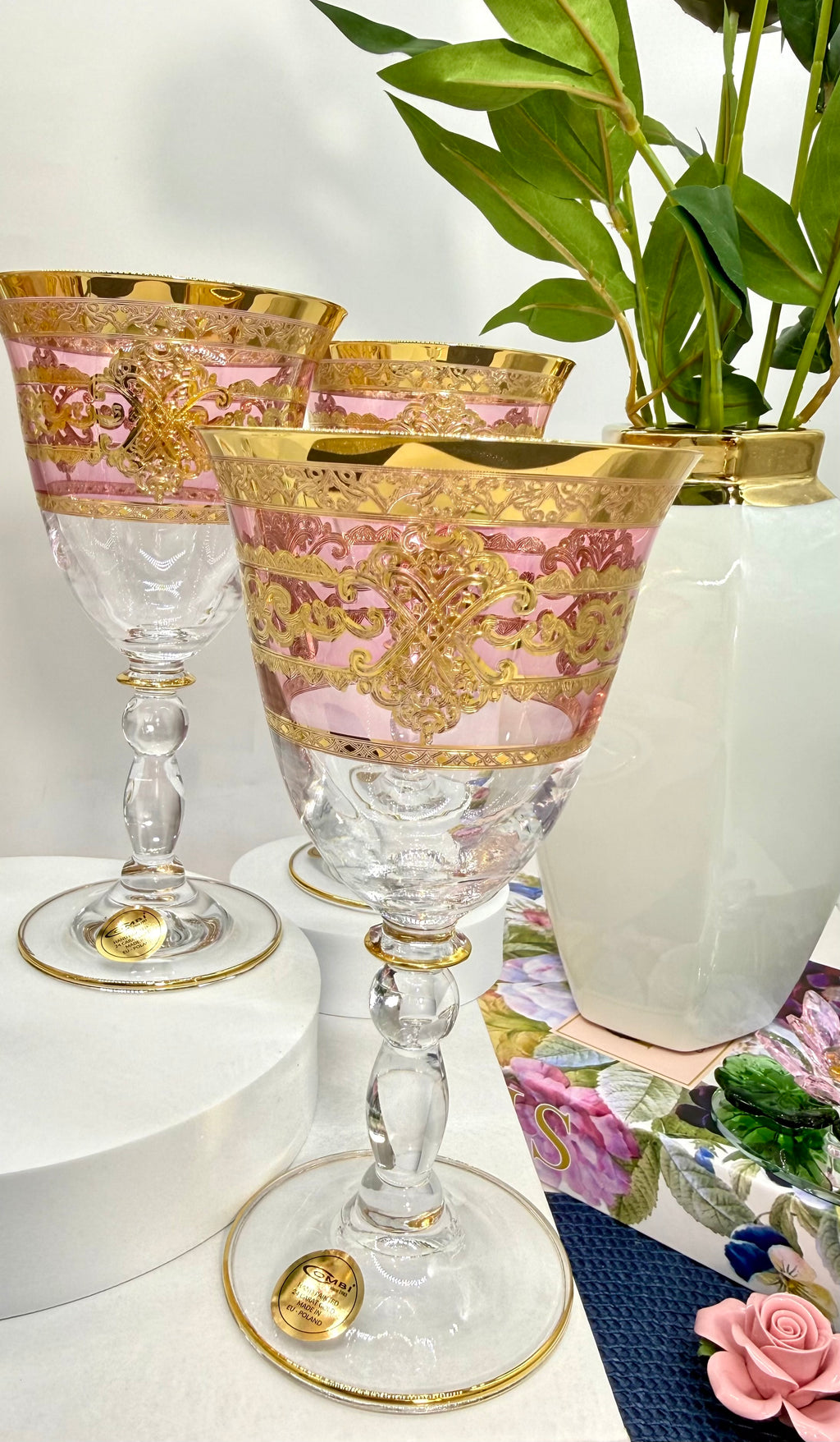 Combi Pink Glass Cups (6 Pieces)