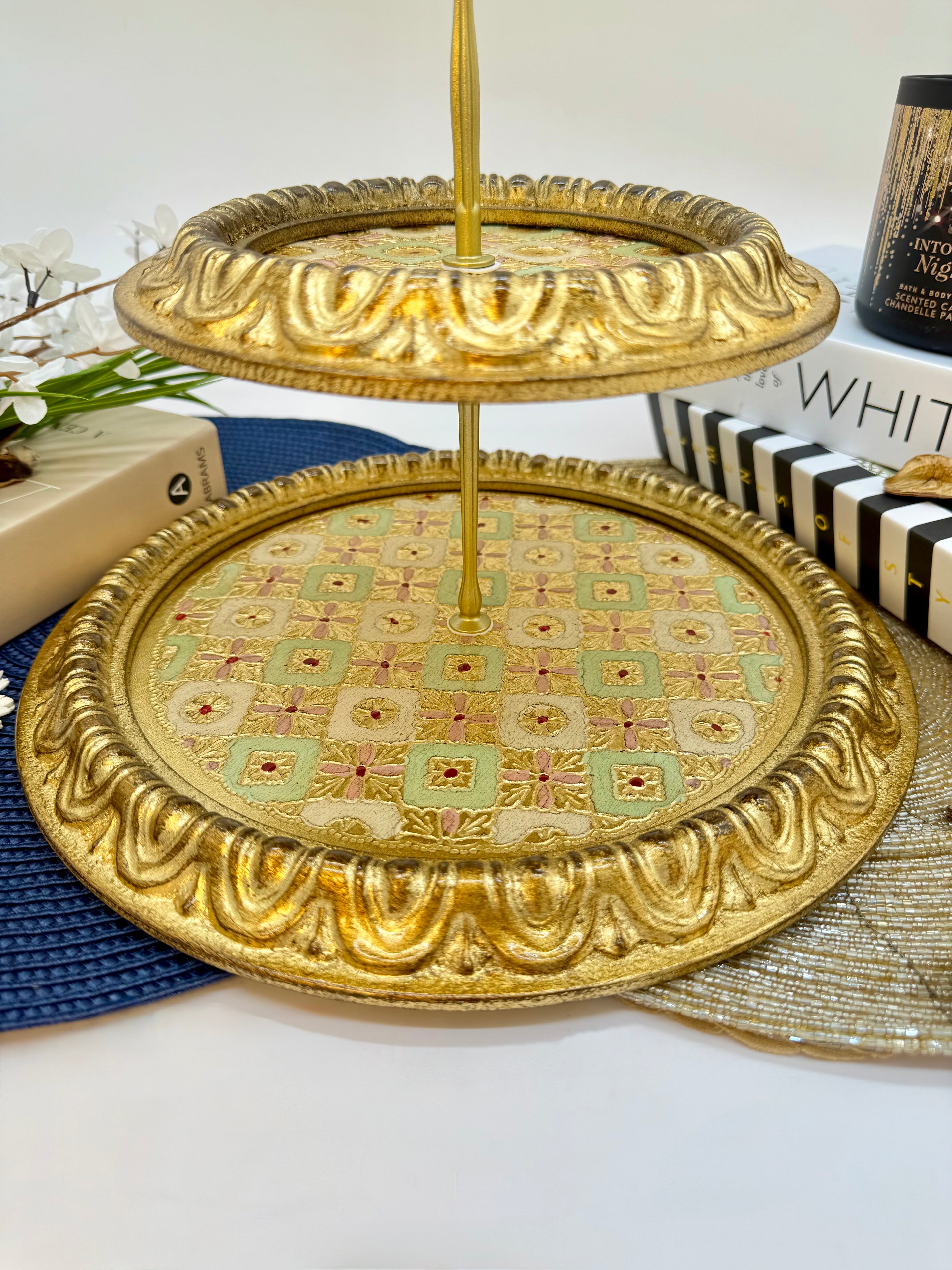 L&M Italian Wooden 2 Tray Stand