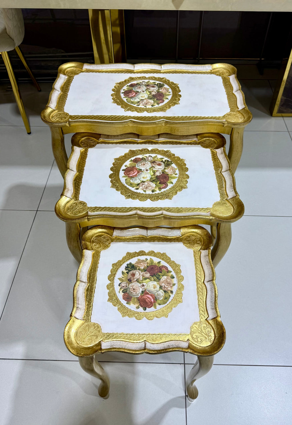 طقم طاولة تريس خشبية إيطالية L&M