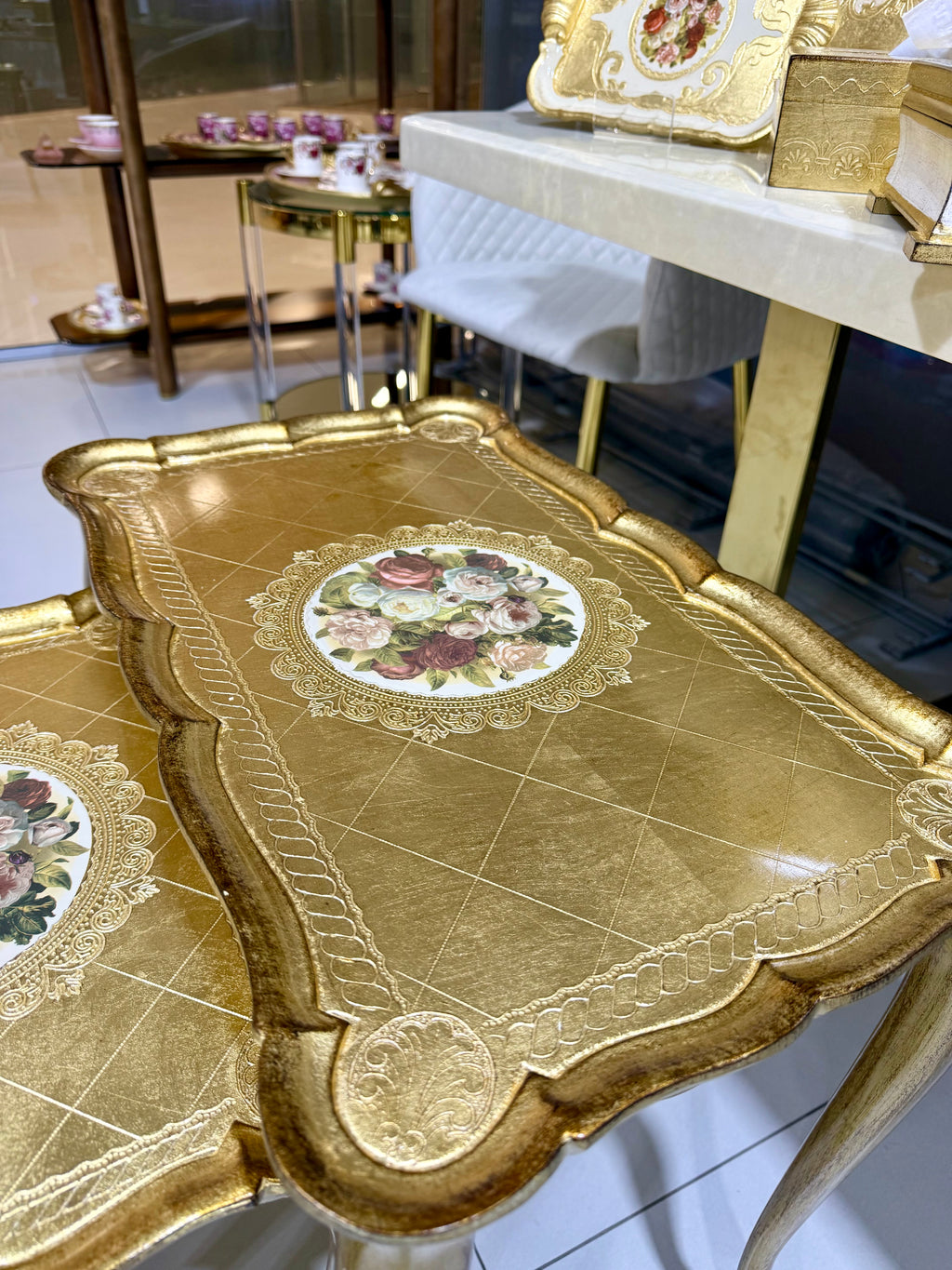 L&M Italian Wooden Tris Table set