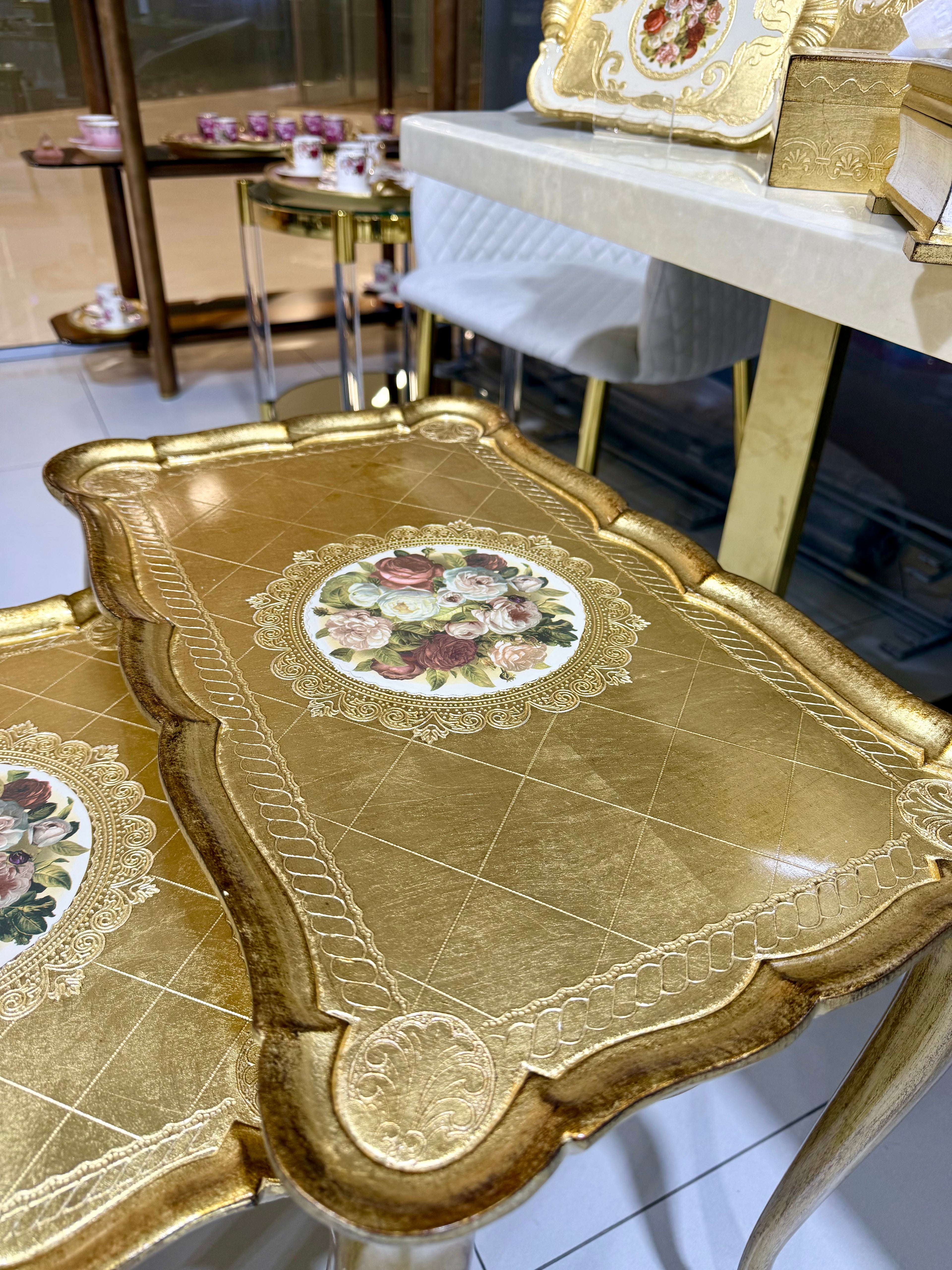 L&M Italian Wooden Tris Table set