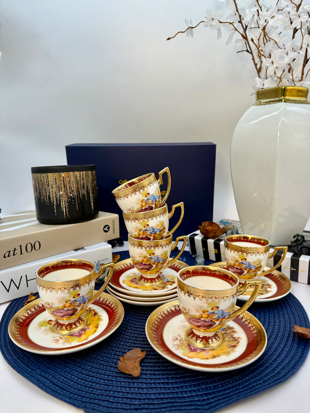 Limoges Romeo & Juliet Red Coffee Set (6 pieces)