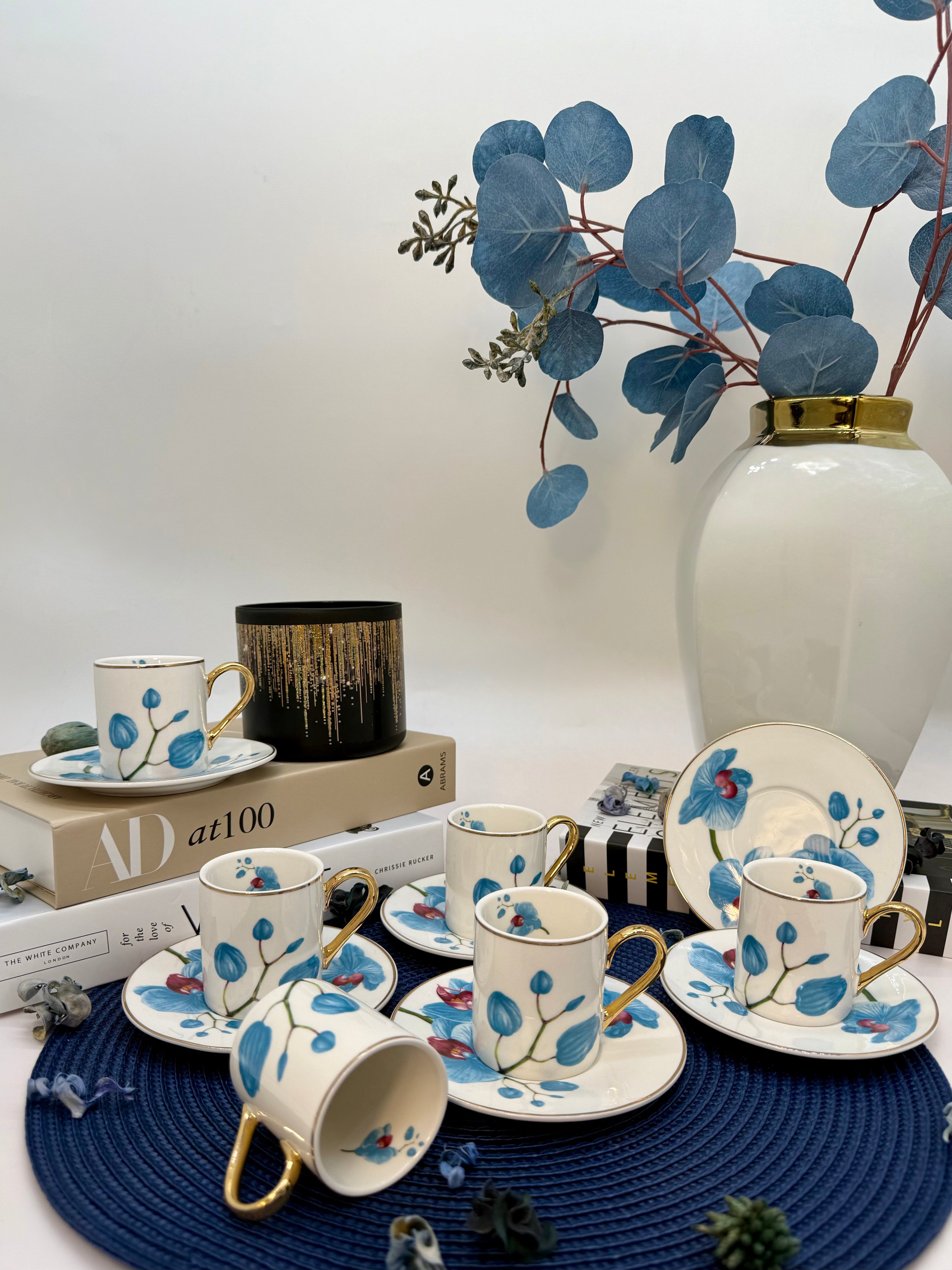 Limoges Blue Flower Coffee Set (6 Pieces)