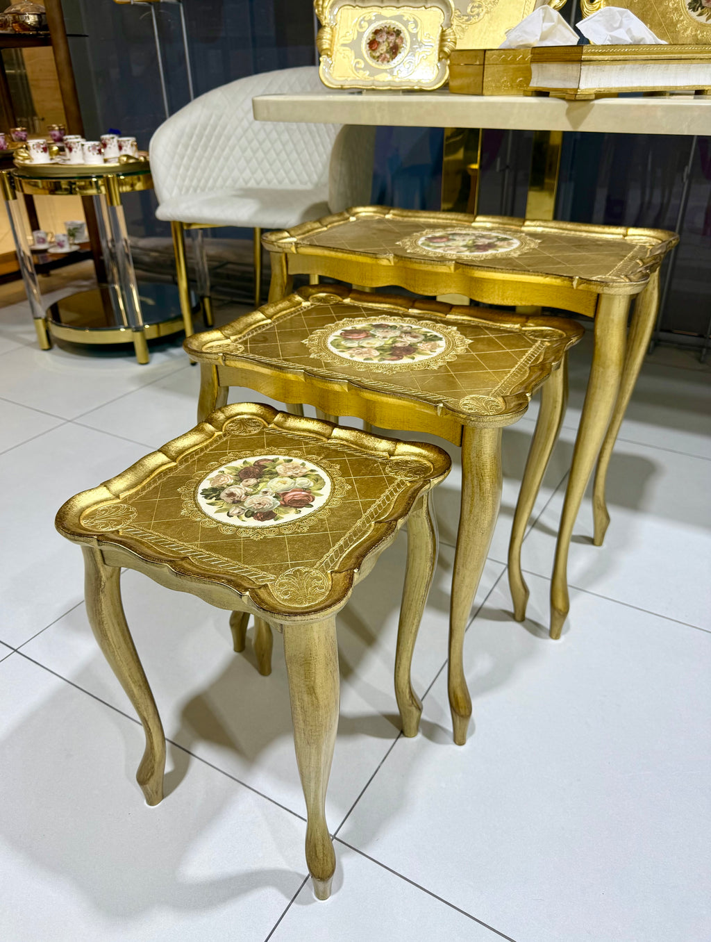 L&M Italian Wooden Tris Table set