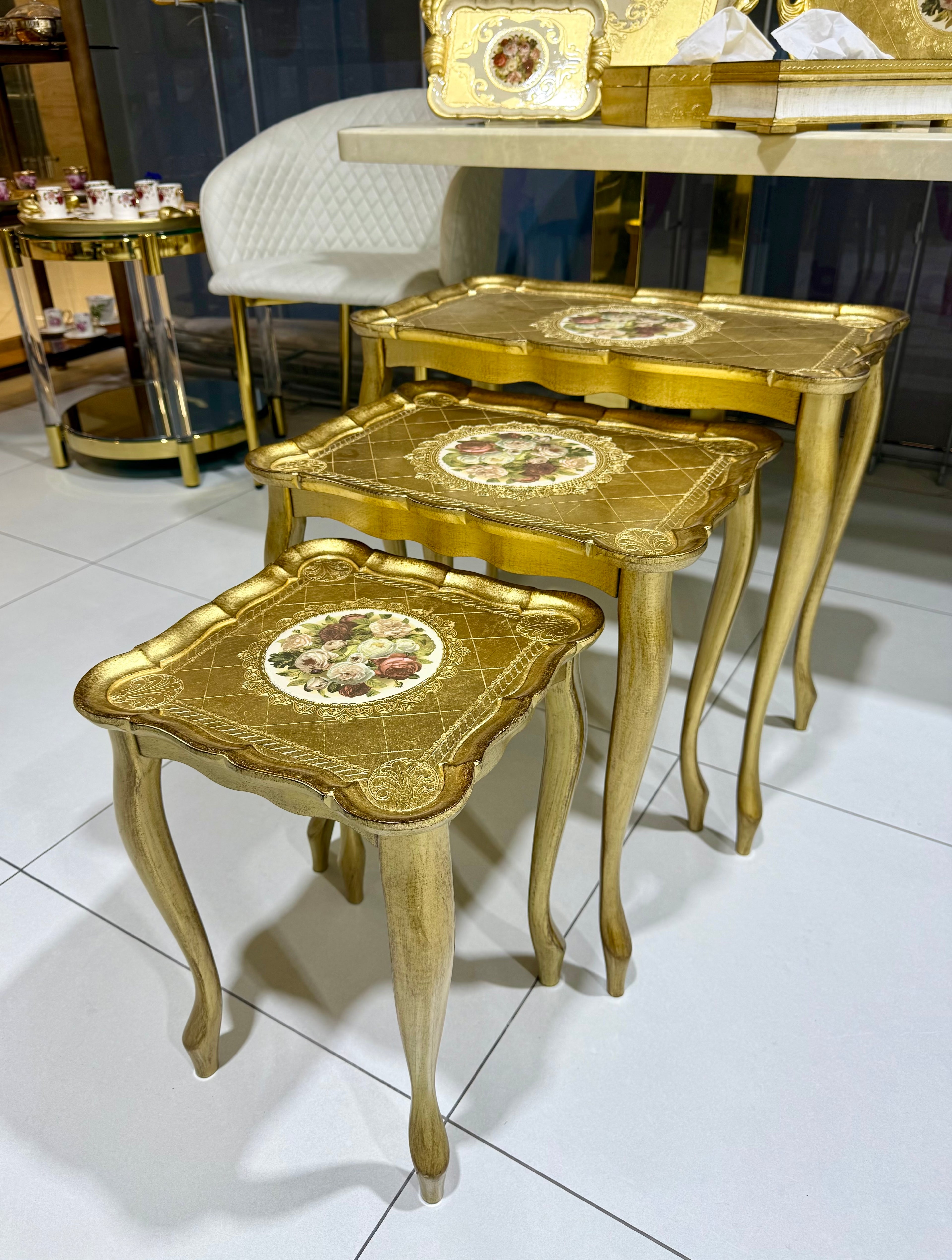 L&M Italian Wooden Tris Table set