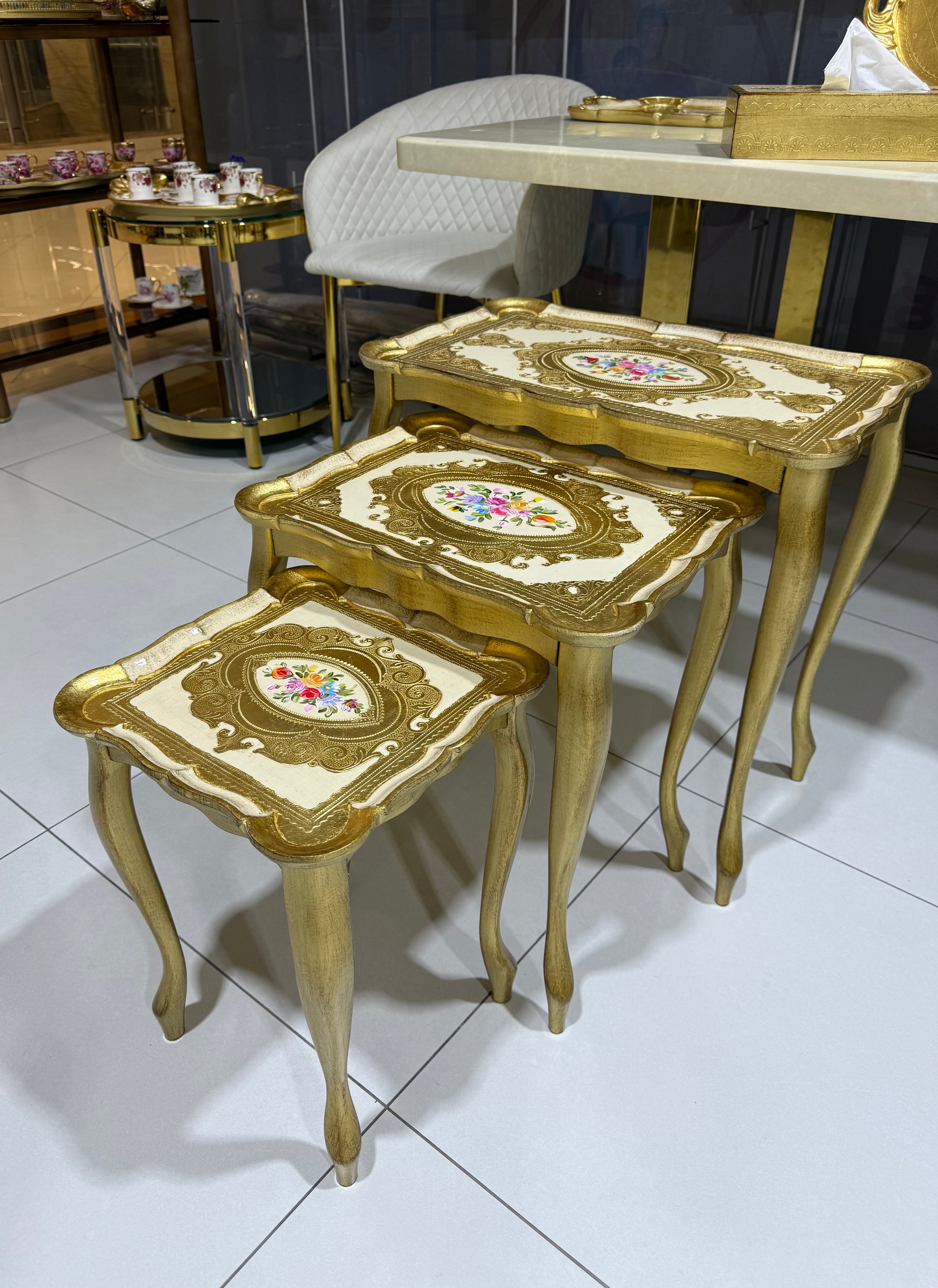 L&M Italian Wooden Tris Table Set