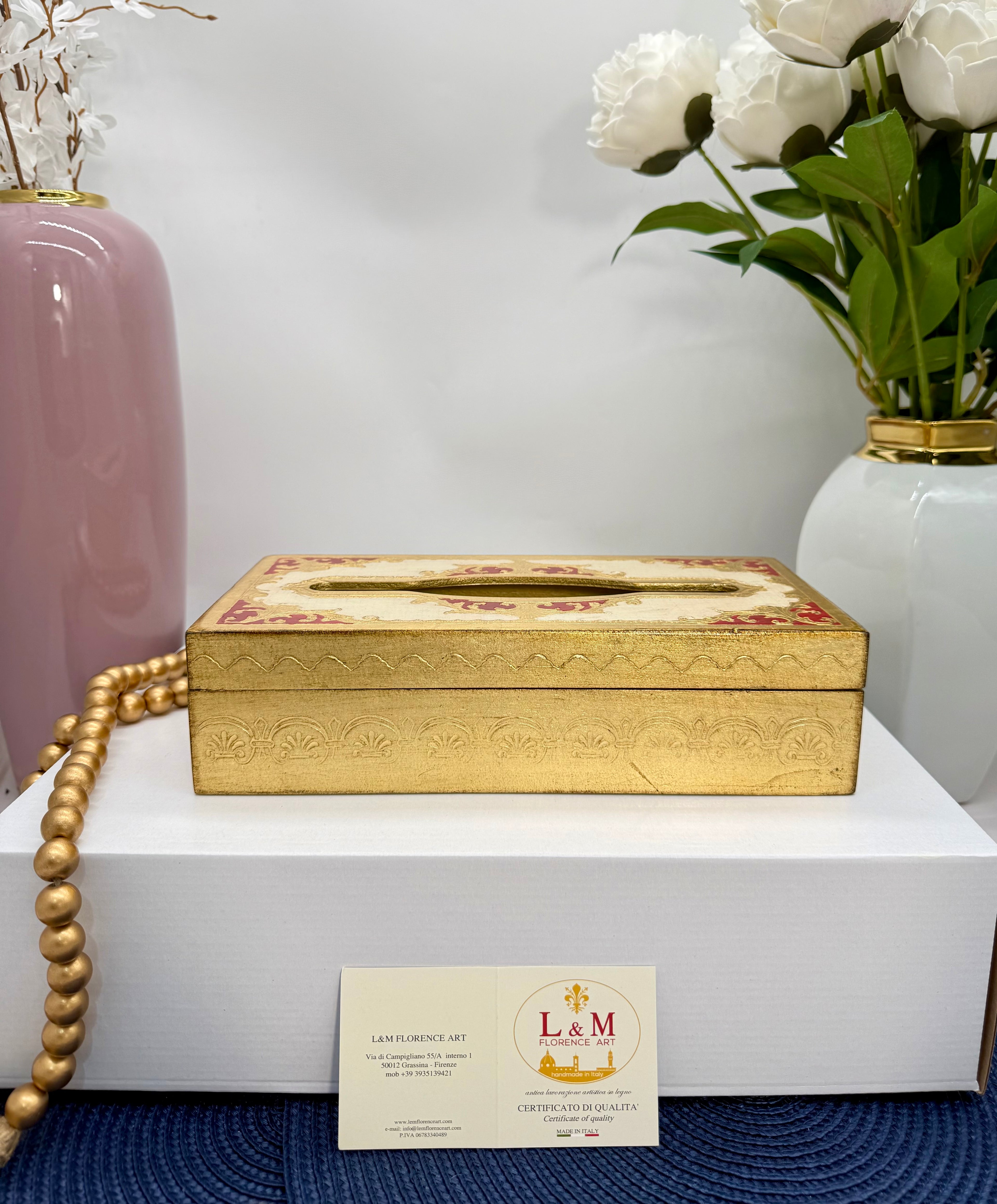 L&M Italian Wooden Bin & Tissue Box