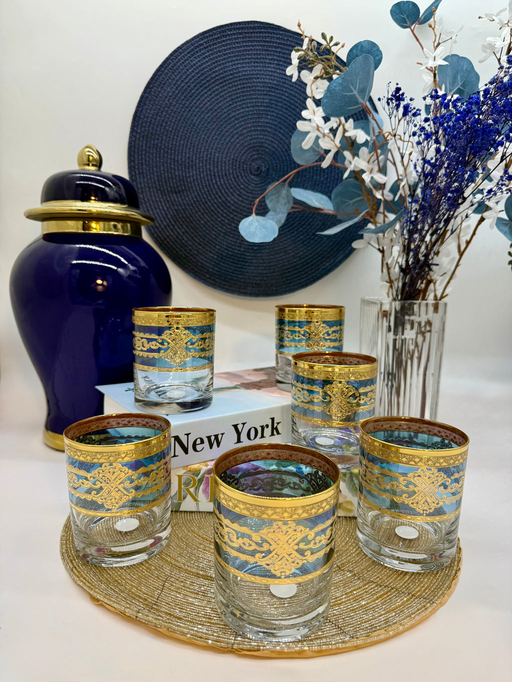 Combi Blue Short Glass Cups (6 Pieces)