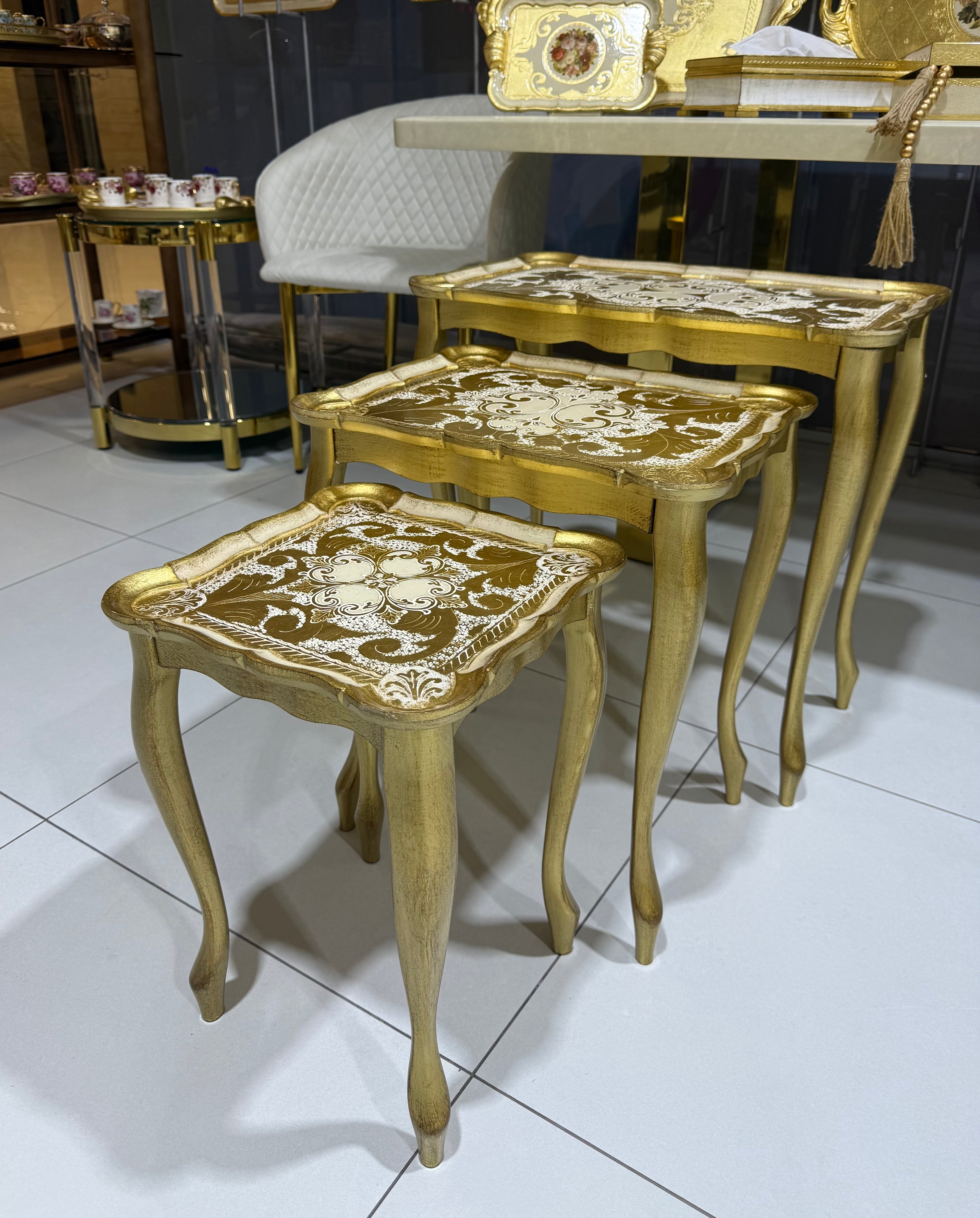 L&M Italian Wooden Tris Table Set