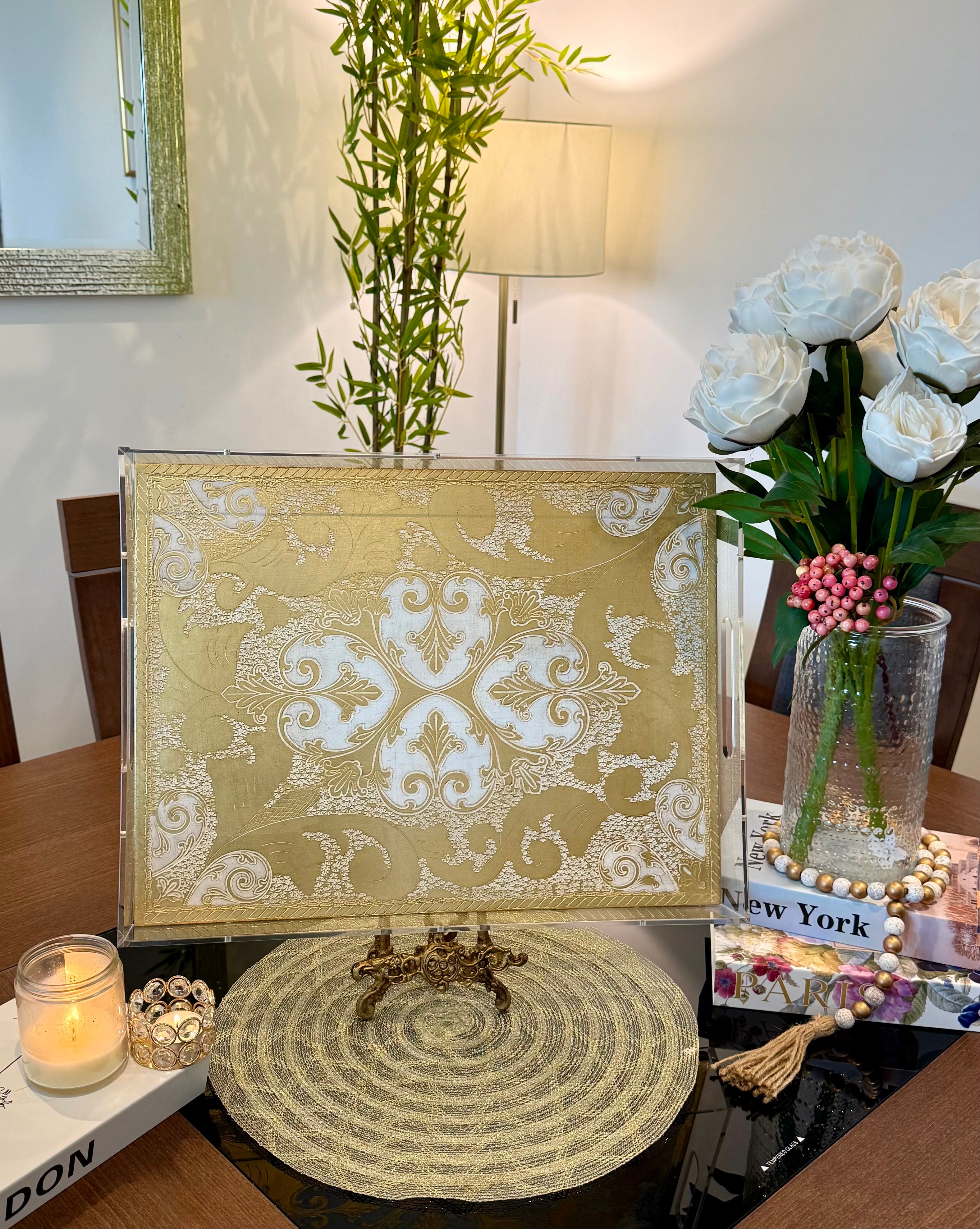 L&M Italian Wooden & Plexi Tray