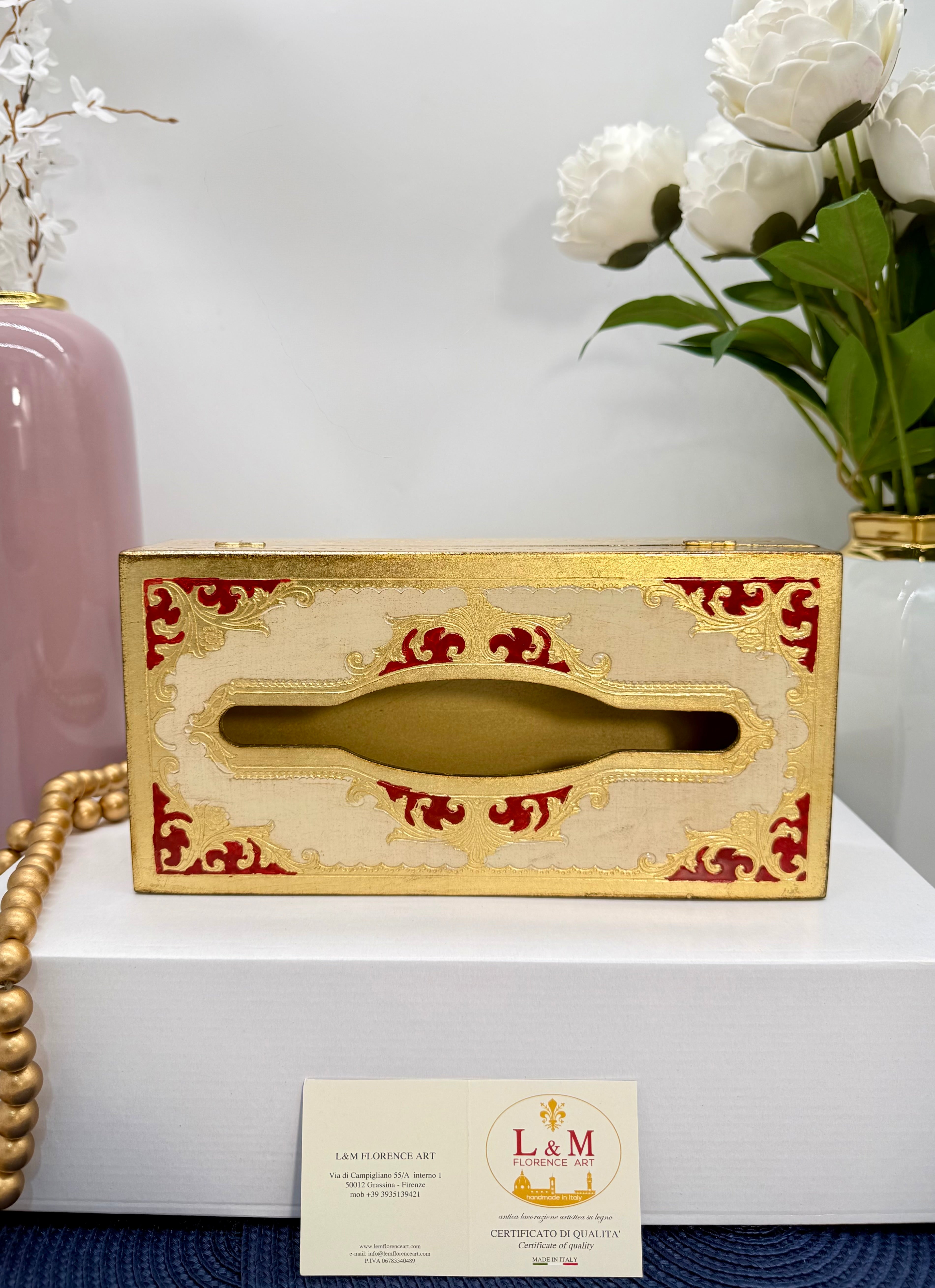 L&M Italian Wooden Bin & Tissue Box