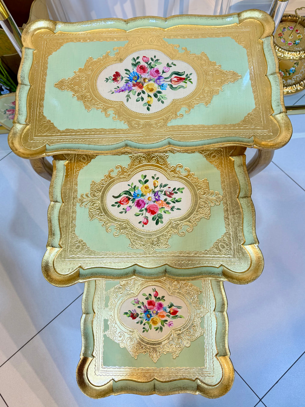 L&M Italian Wooden Tris Table set