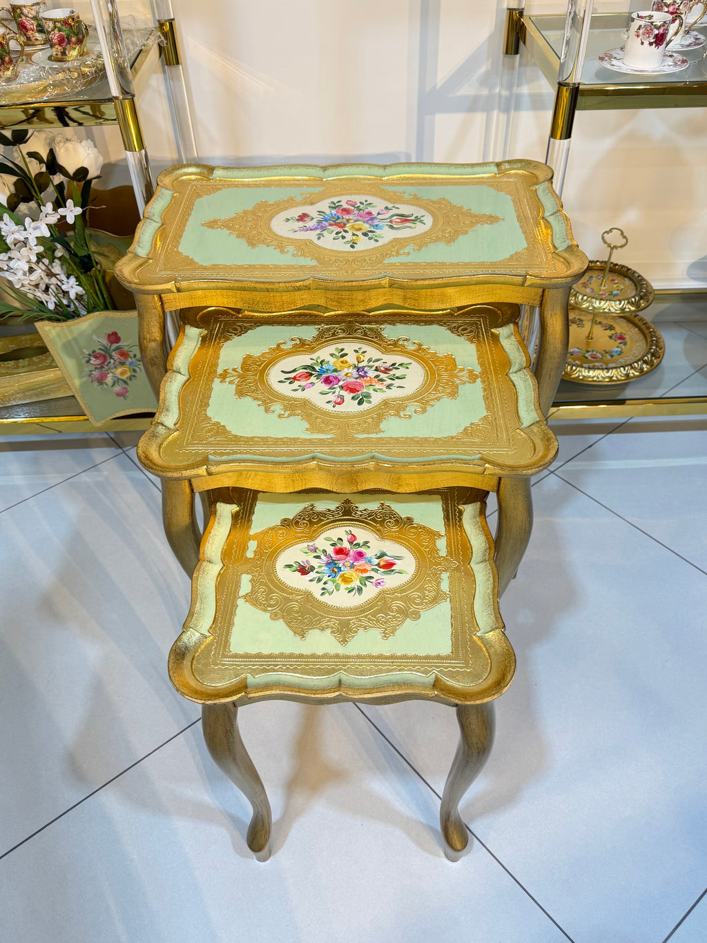 L&M Italian Wooden Tris Table set