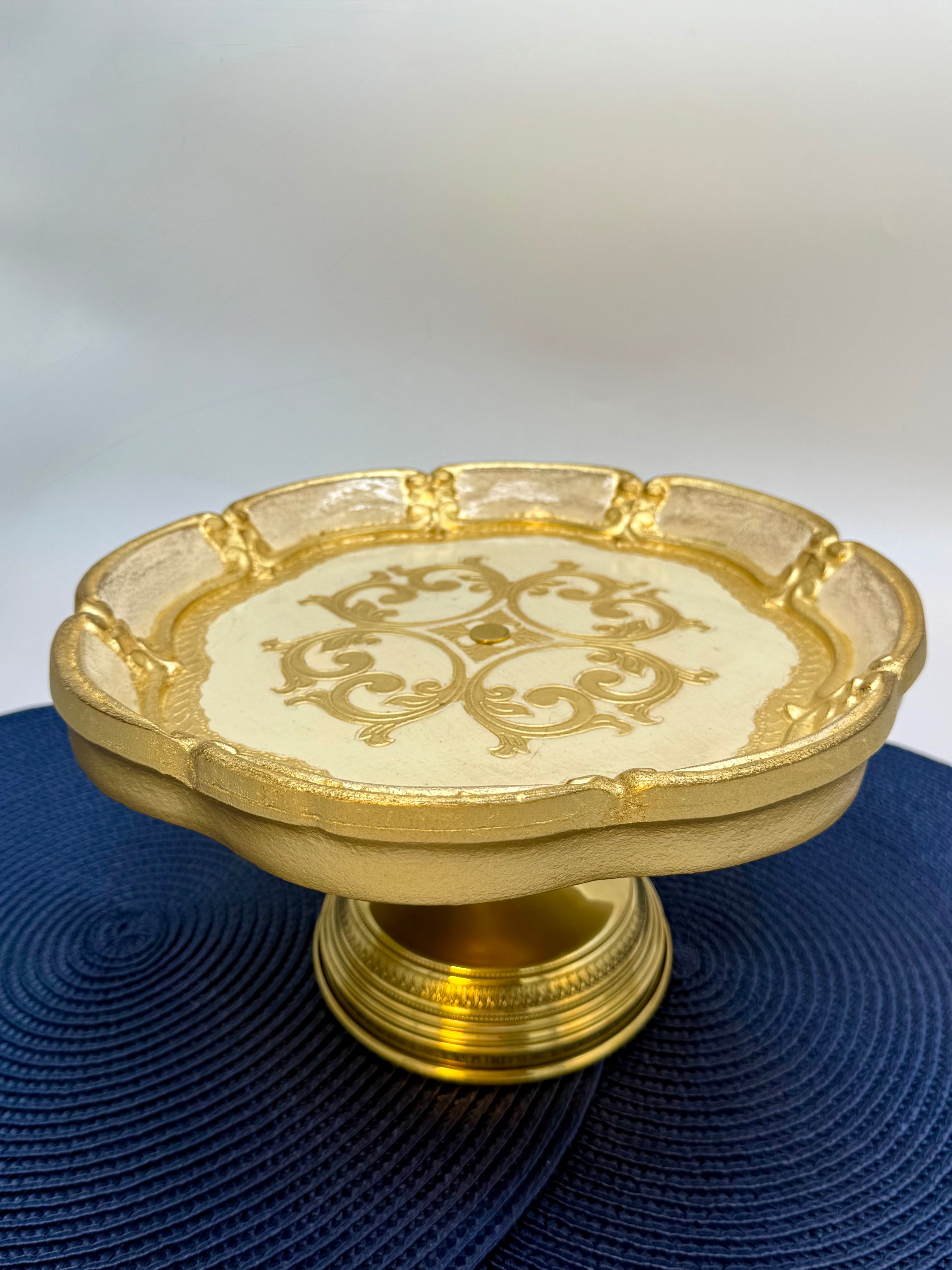 L&M Italian Wooden Tray with Metal Stand