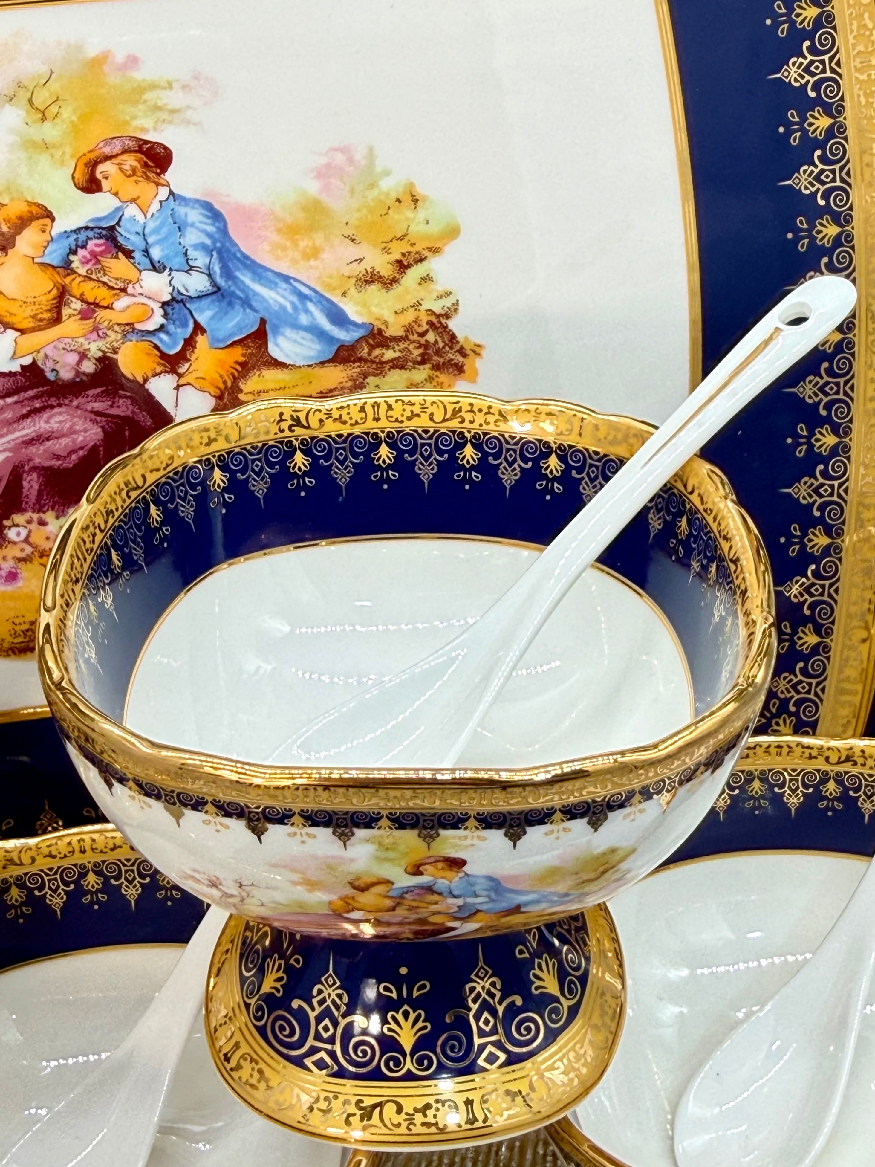 Limoges Romeo & Juliet Ice Cream Cups (6 Pieces) & Tray