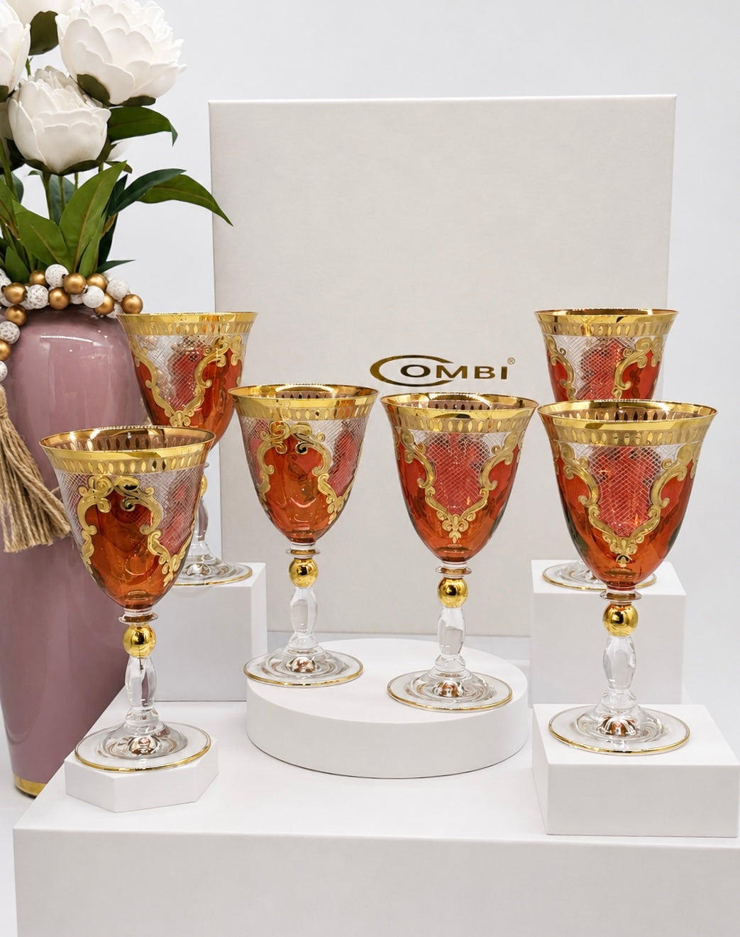 Combi Red Glass Cups (6 Pieces)
