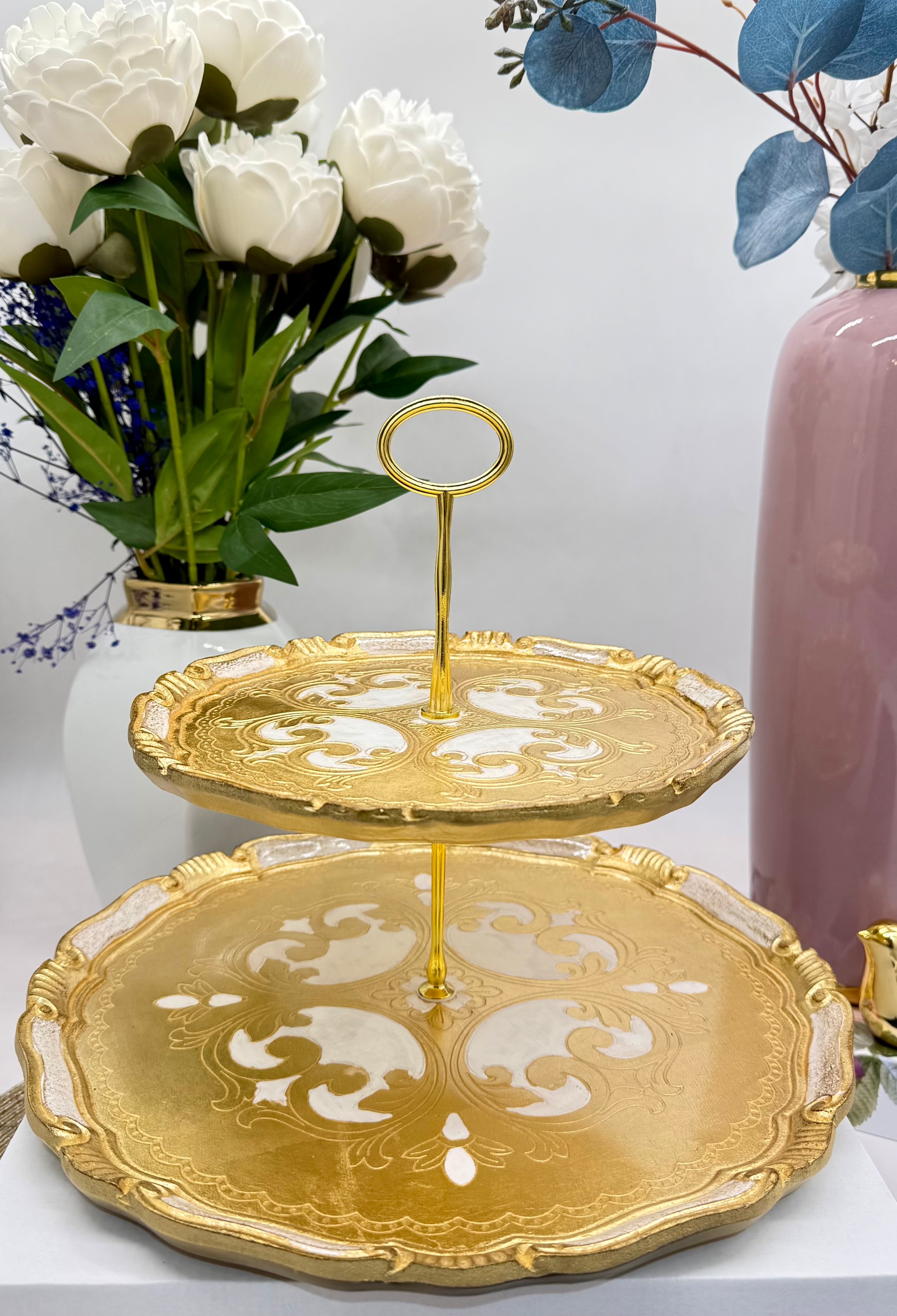 L&M Italian Wooden 2 Tray Stand