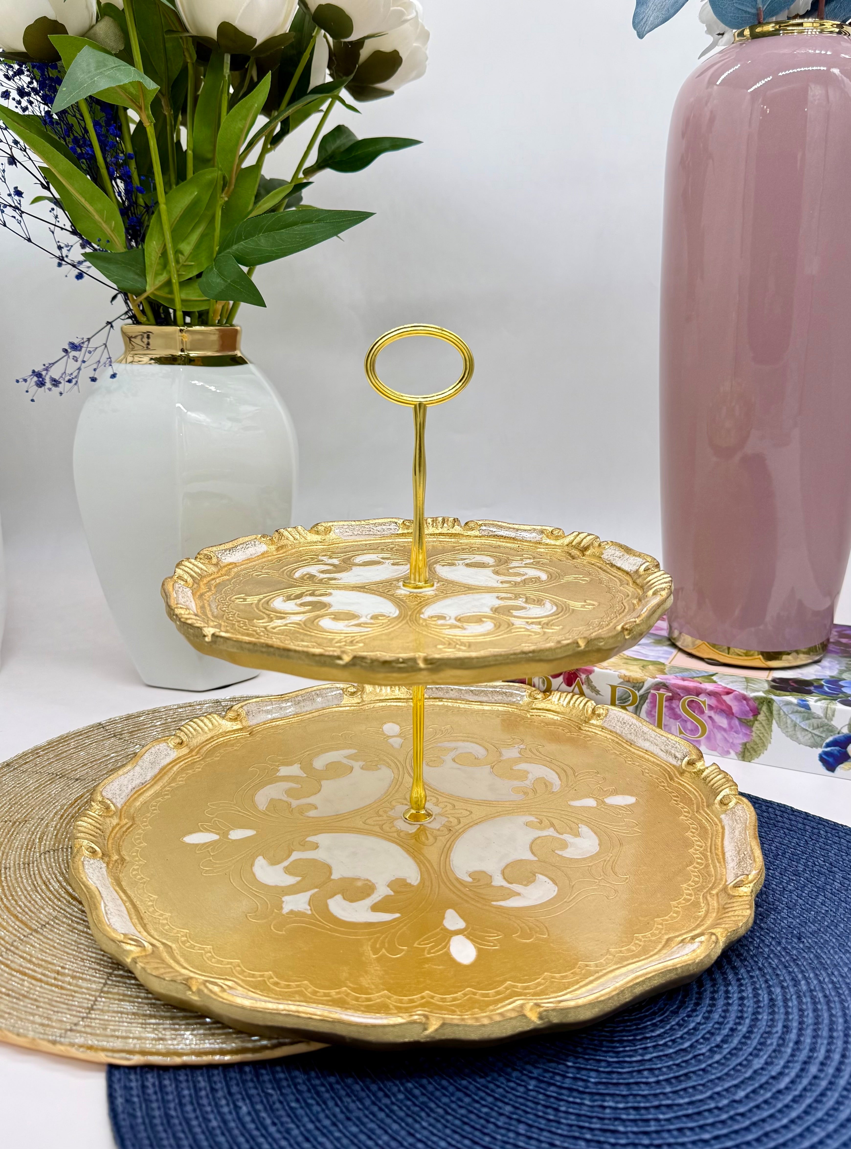 L&M Italian Wooden 2 Tray Stand
