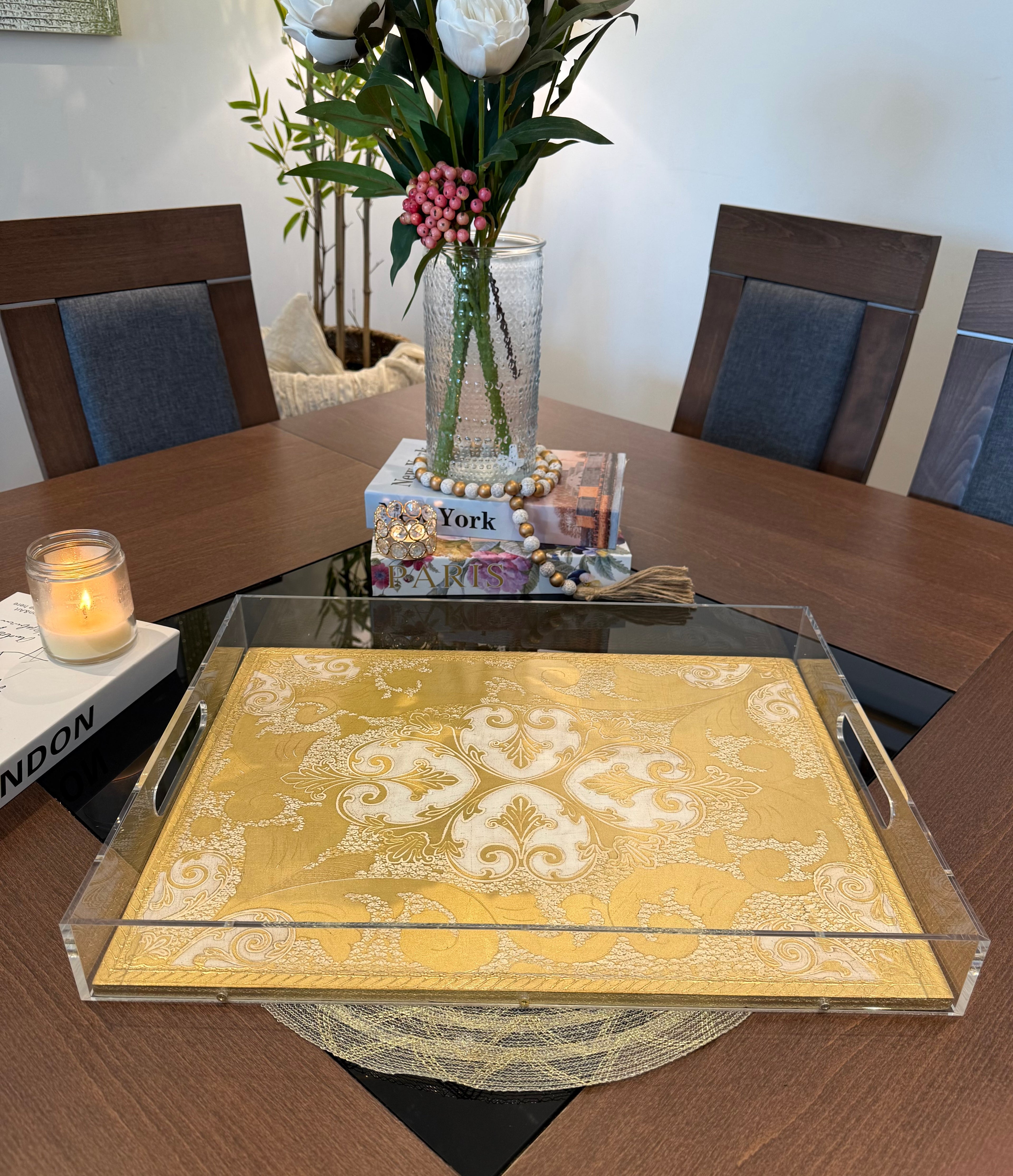 L&M Italian Wooden & Plexi Tray